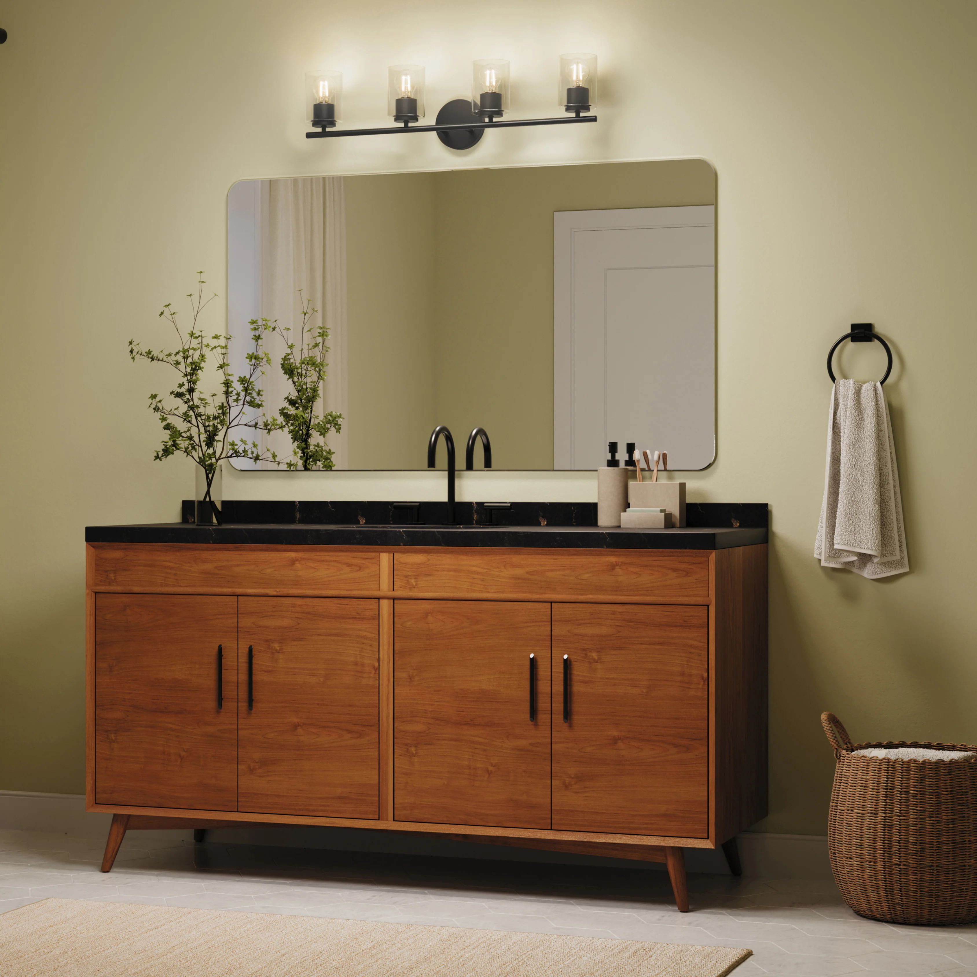 Replay Collection Four-Light Bath & Vanity Light with Clear Glass Shades - Image 22