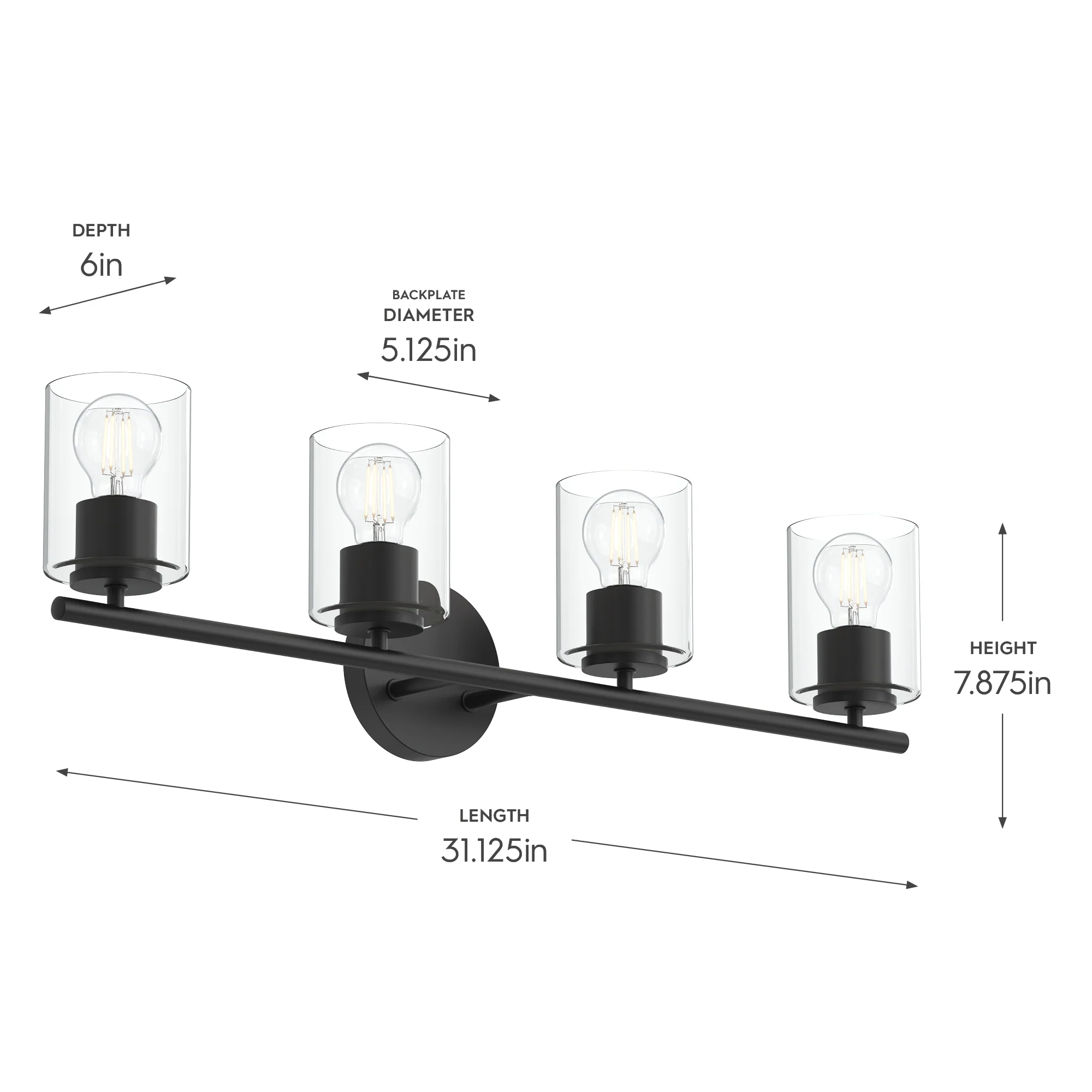 Replay Collection Four-Light Bath & Vanity Light with Clear Glass Shades - Image 23