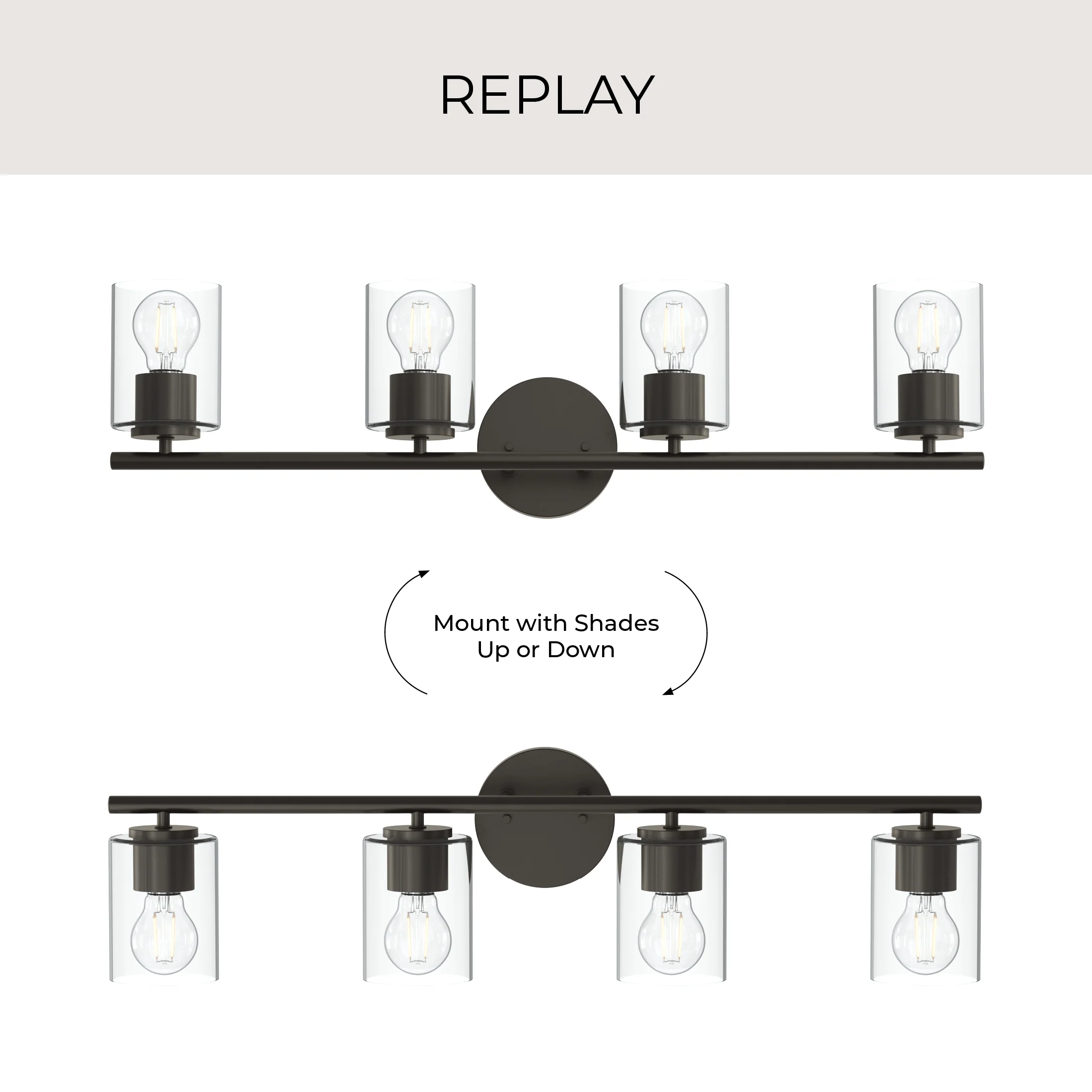Replay Collection Four-Light Bath & Vanity Light with Clear Glass Shades - Image 27