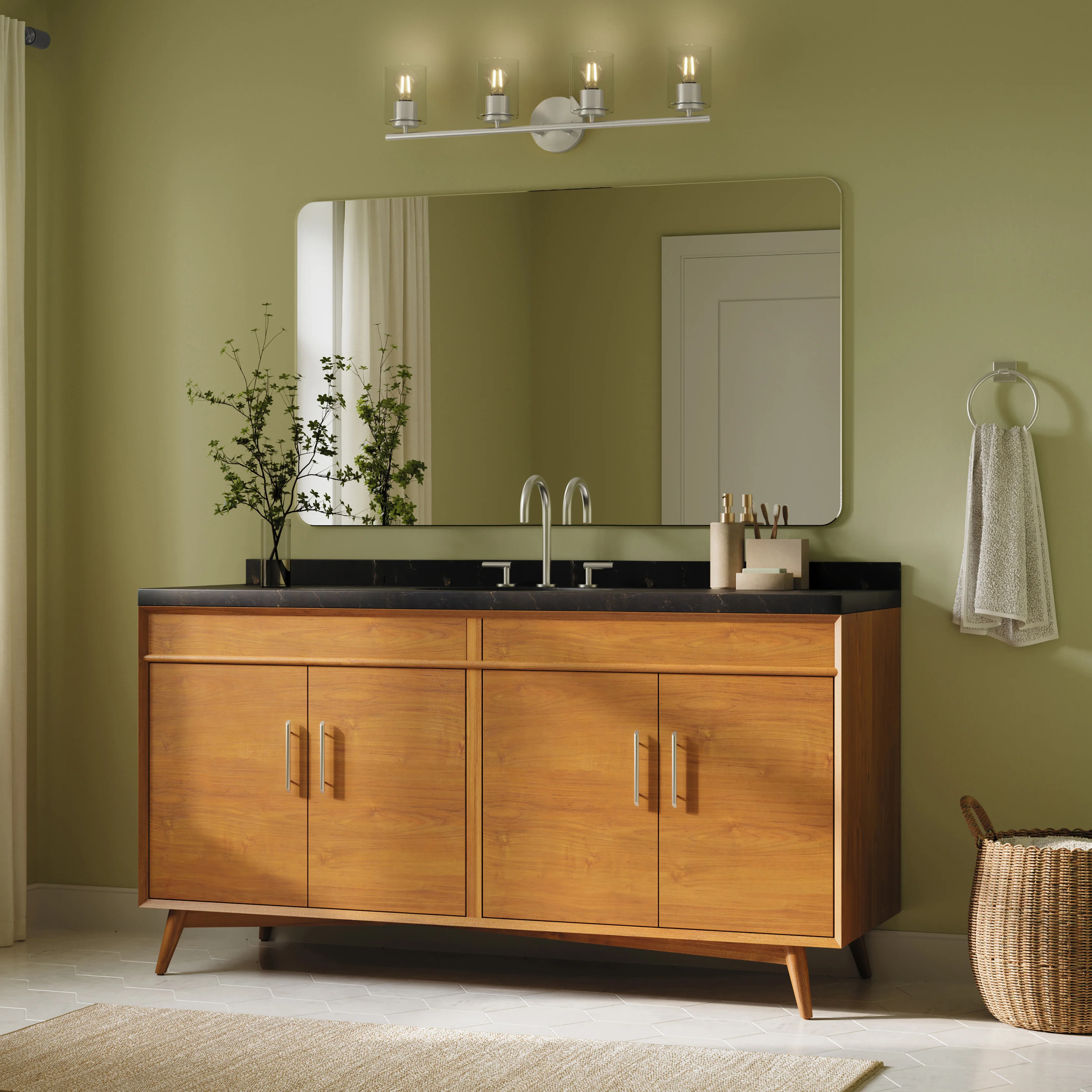 Replay Collection Four-Light Bath & Vanity Light with Clear Glass Shades - Image 29
