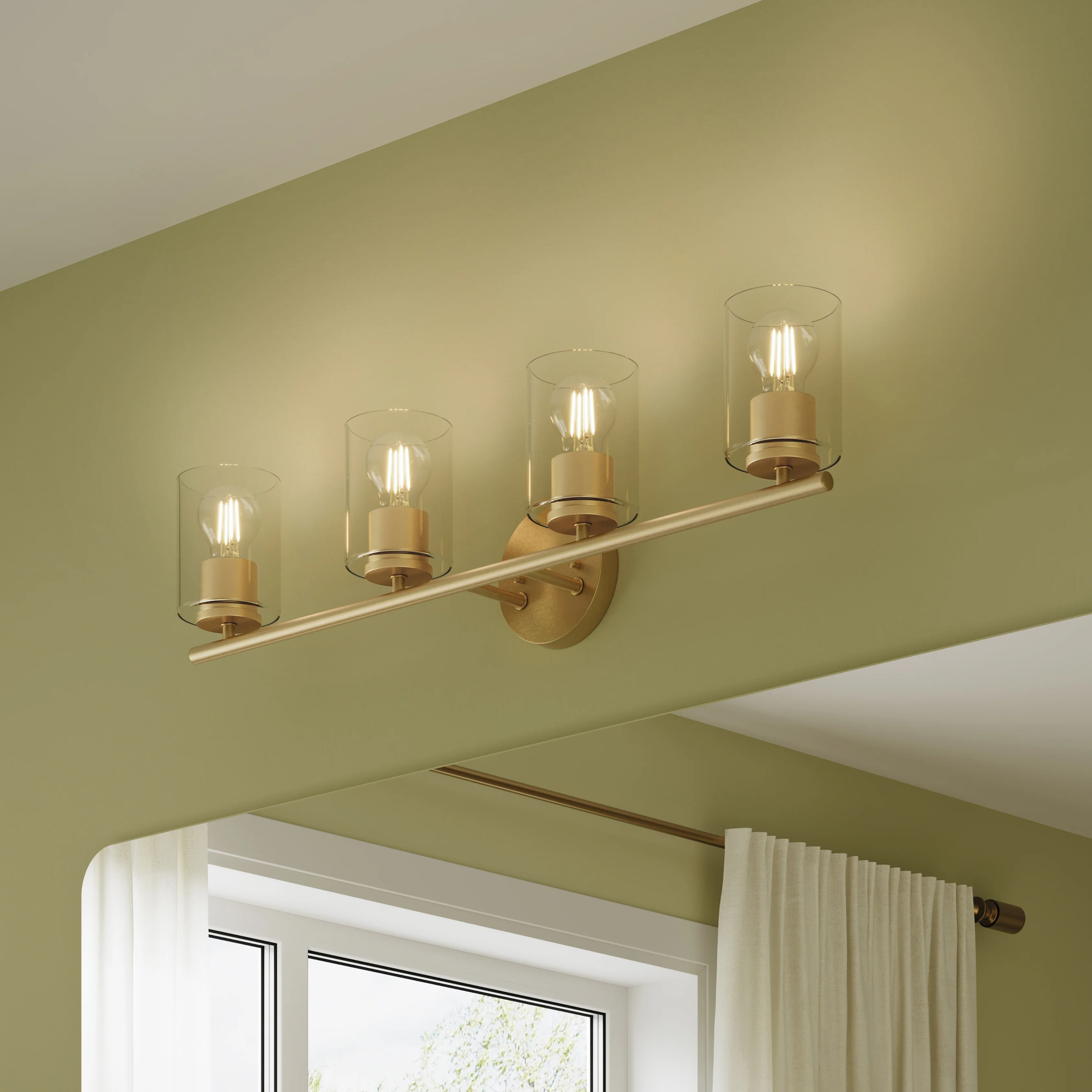 Replay Collection Four-Light Bath & Vanity Light with Clear Glass Shades - Image 3