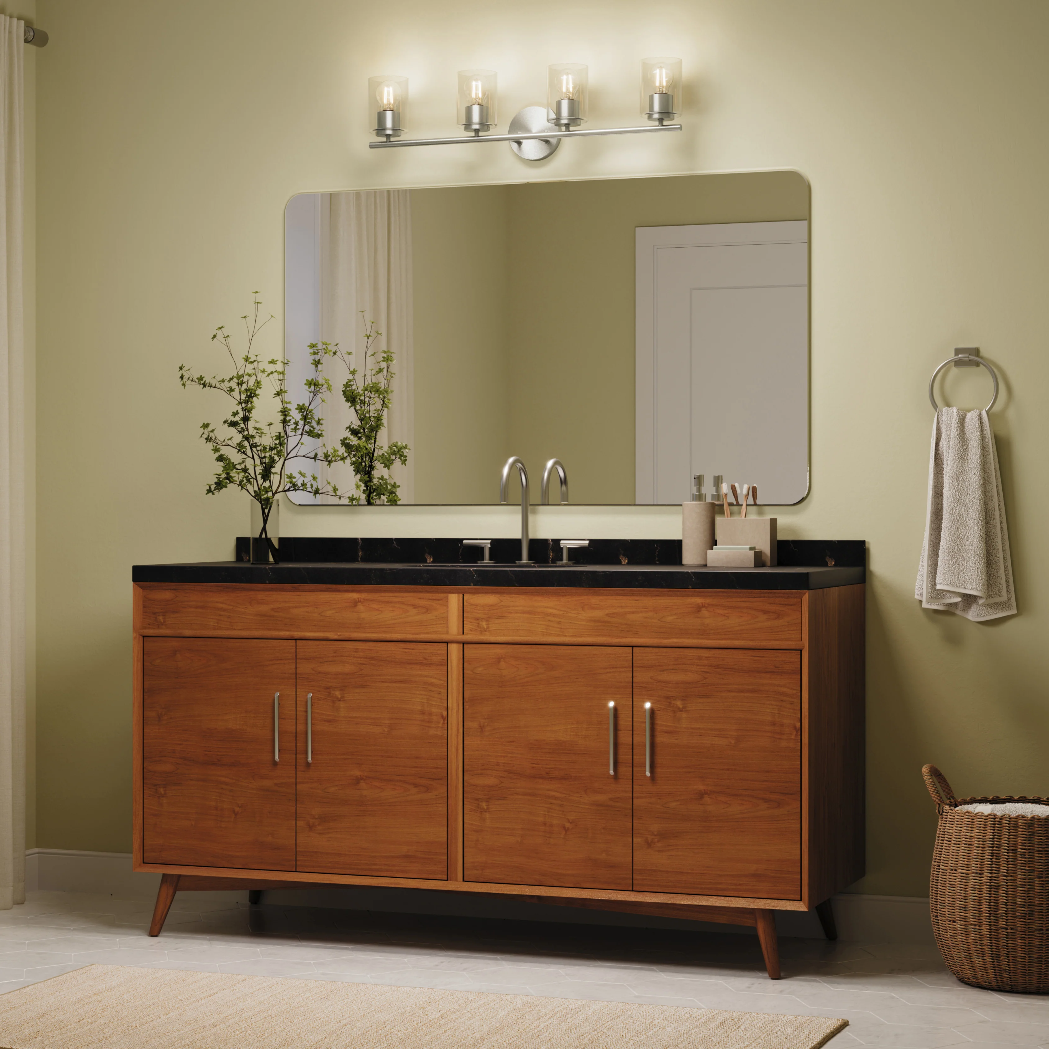Replay Collection Four-Light Bath & Vanity Light with Clear Glass Shades - Image 31