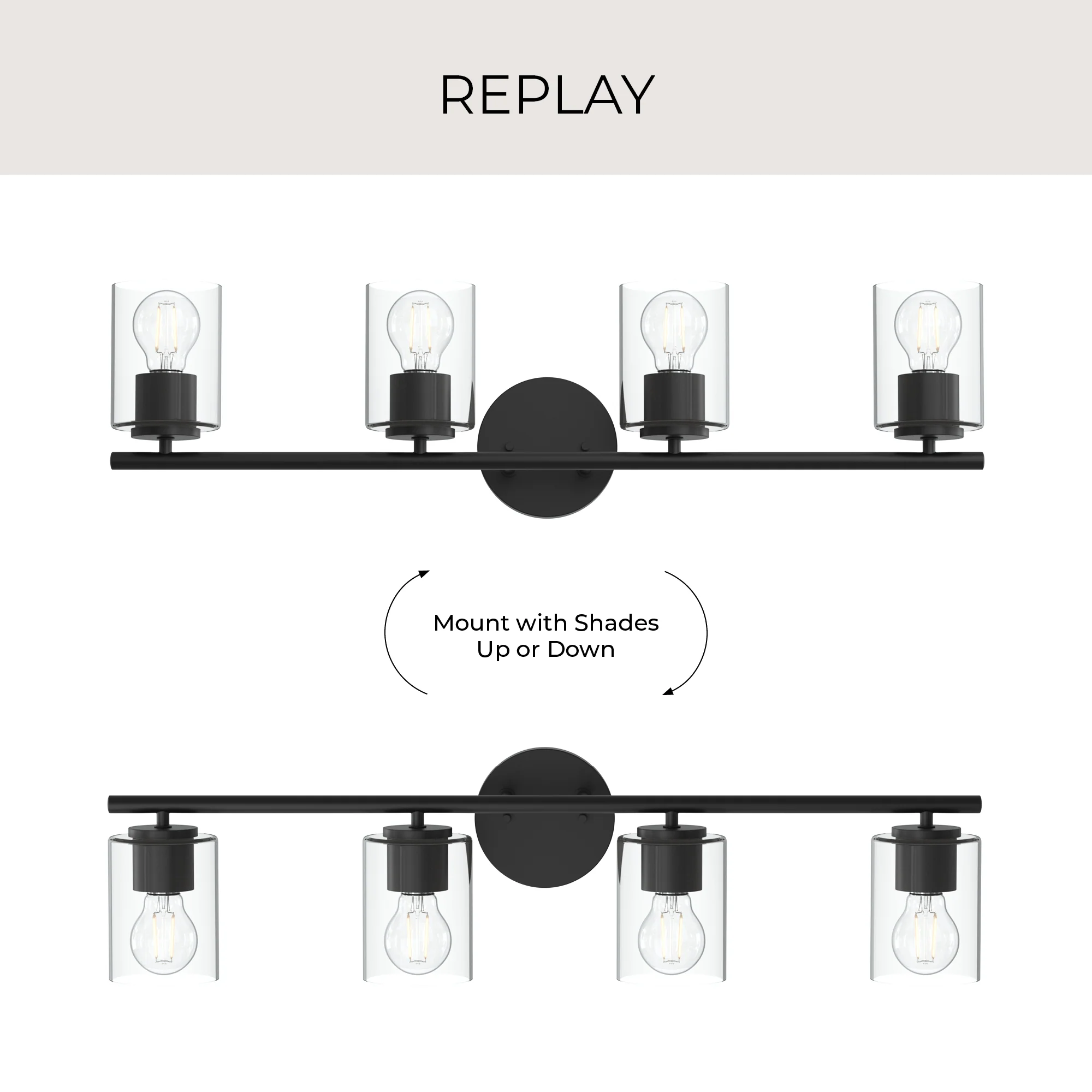 Replay Collection Four-Light Bath & Vanity Light with Clear Glass Shades - Image 33