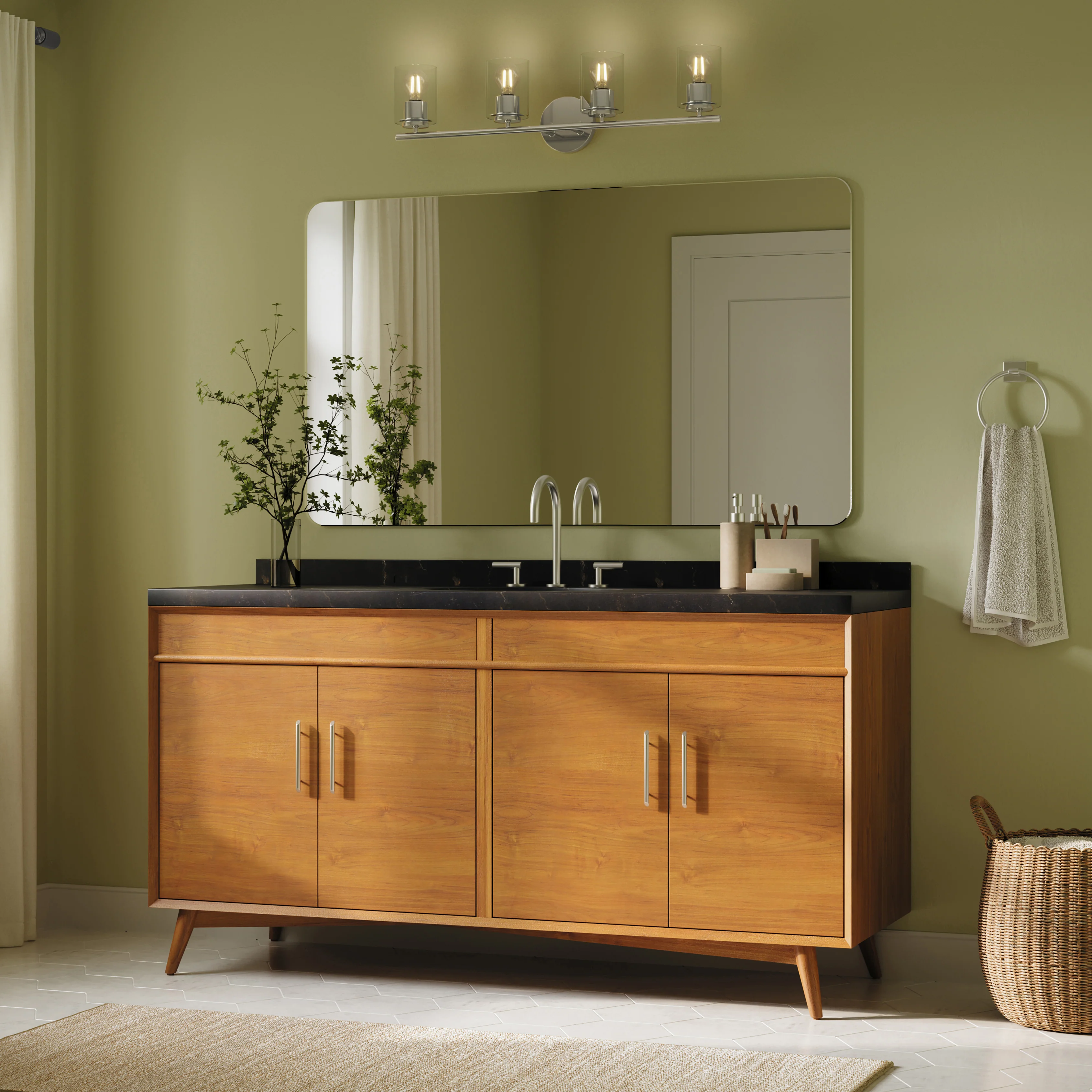 Replay Collection Four-Light Bath & Vanity Light with Clear Glass Shades - Image 38