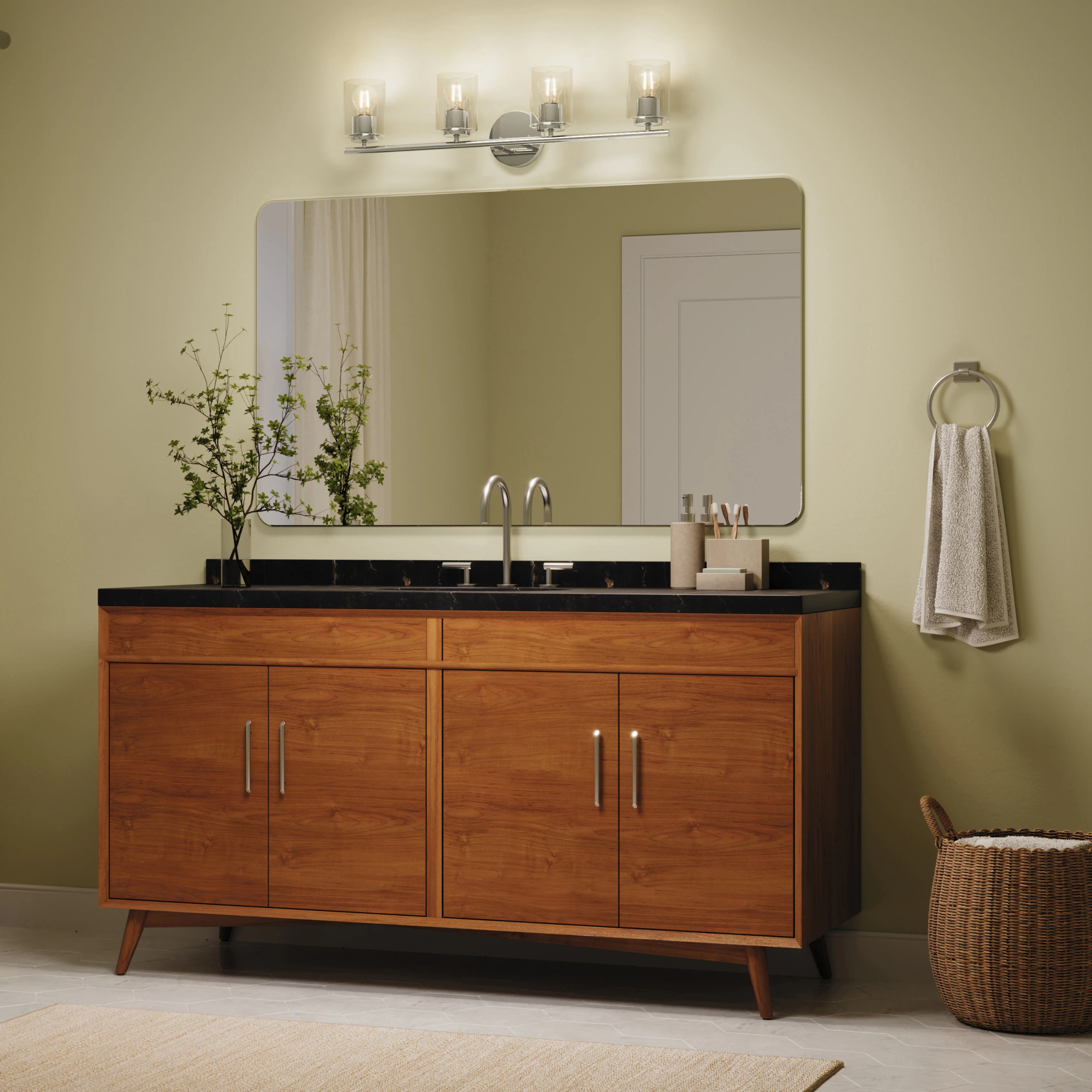 Replay Collection Four-Light Bath & Vanity Light with Clear Glass Shades - Image 40