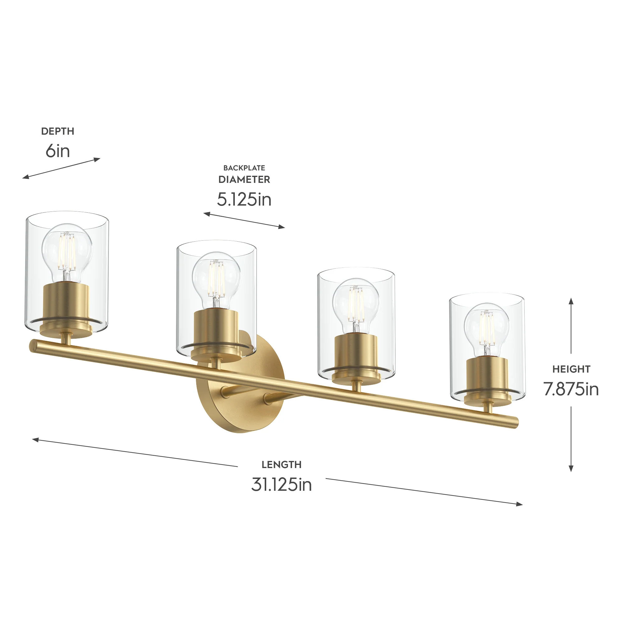Replay Collection Four-Light Bath & Vanity Light with Clear Glass Shades - Image 5