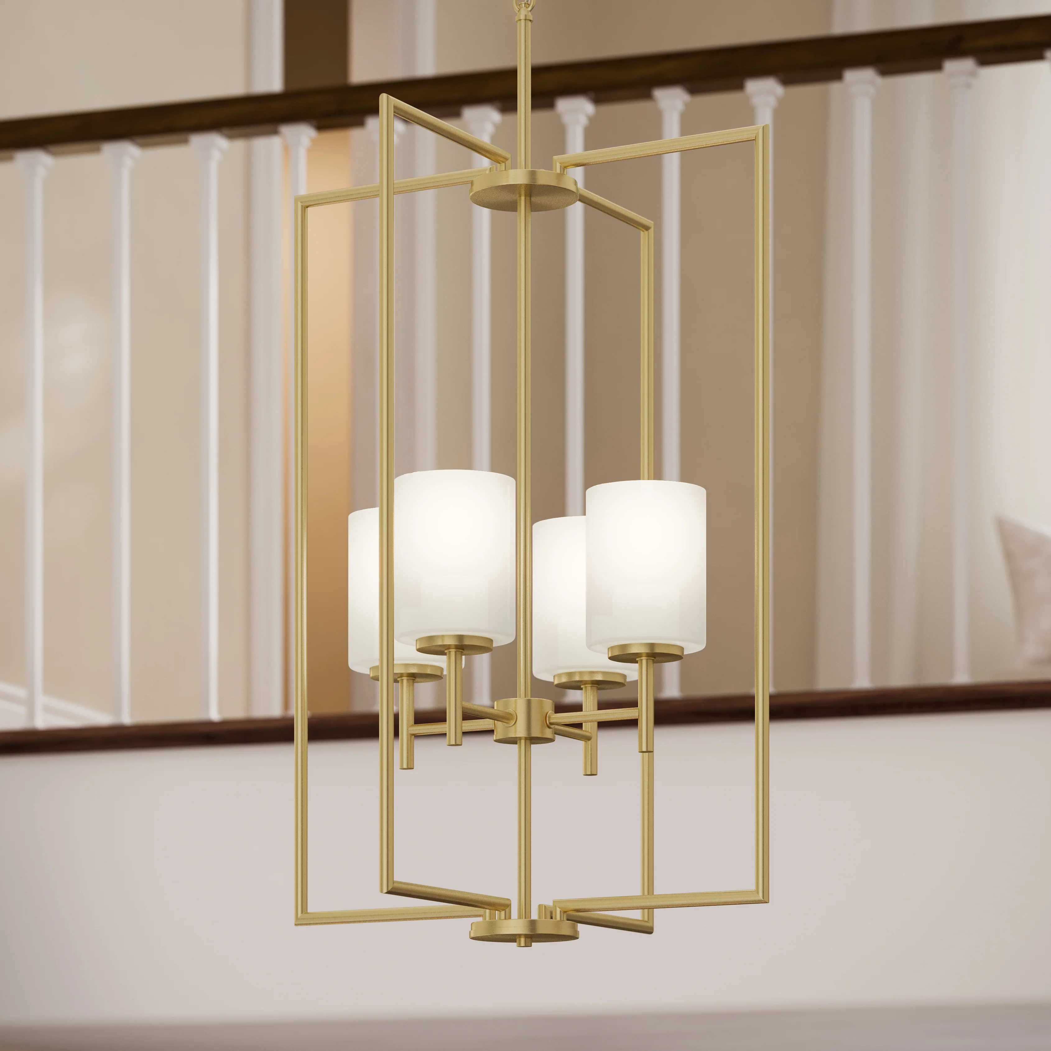 Replay Collection Four-Light Etched White Glass Pendant Light - Image 6