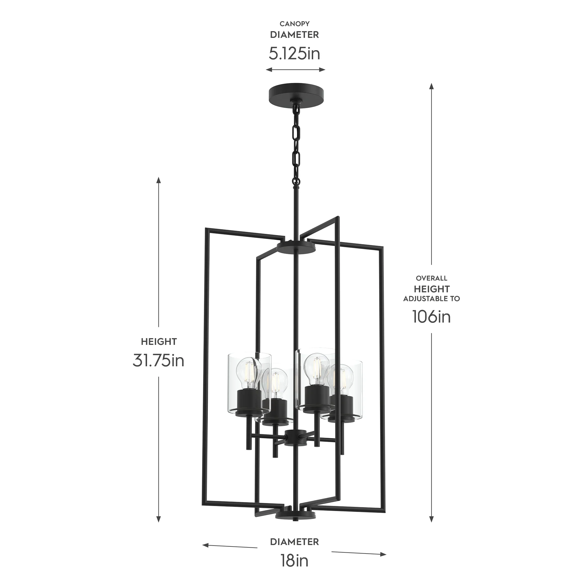 Replay Collection Four-Light Pendant Light with Clear Glass Shades - Image 13