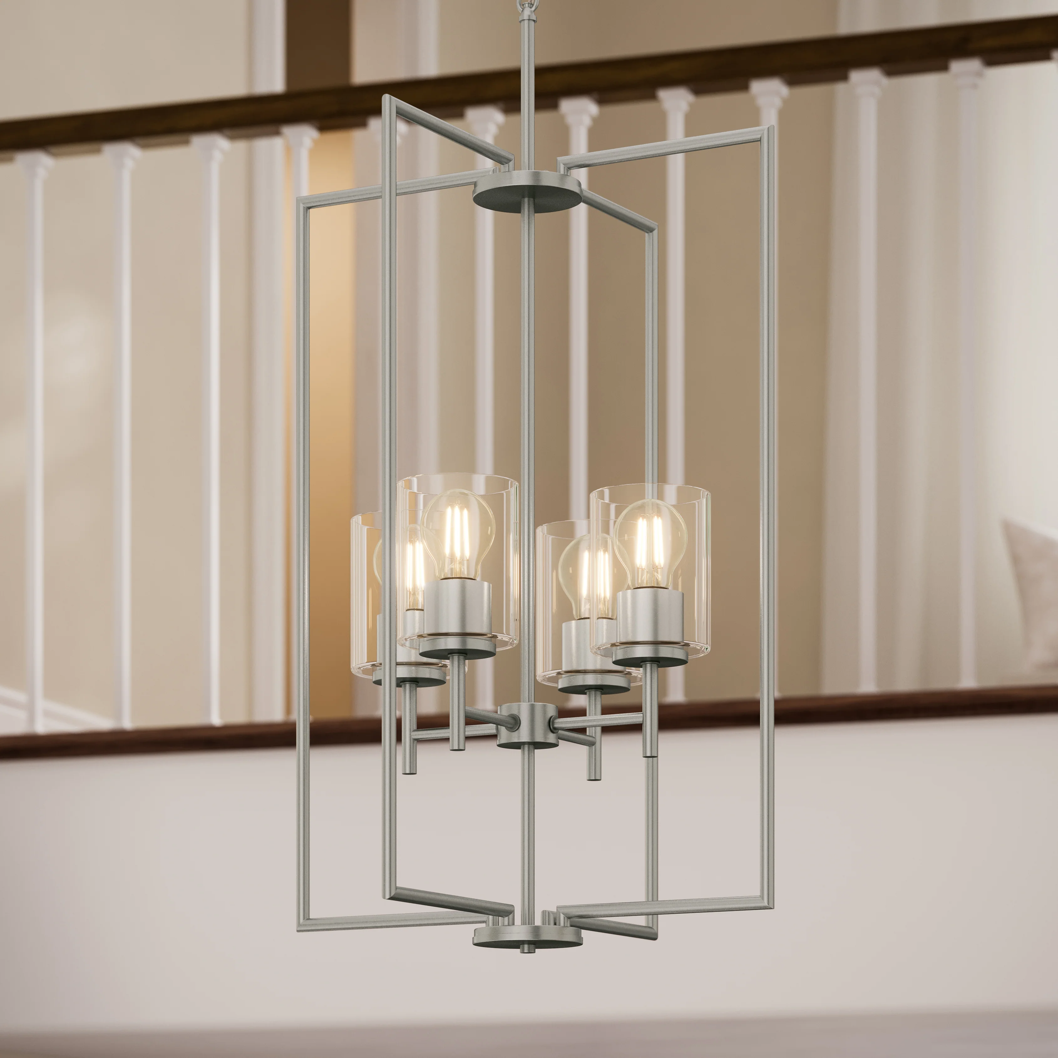 Replay Collection Four-Light Pendant Light with Clear Glass Shades - Image 3