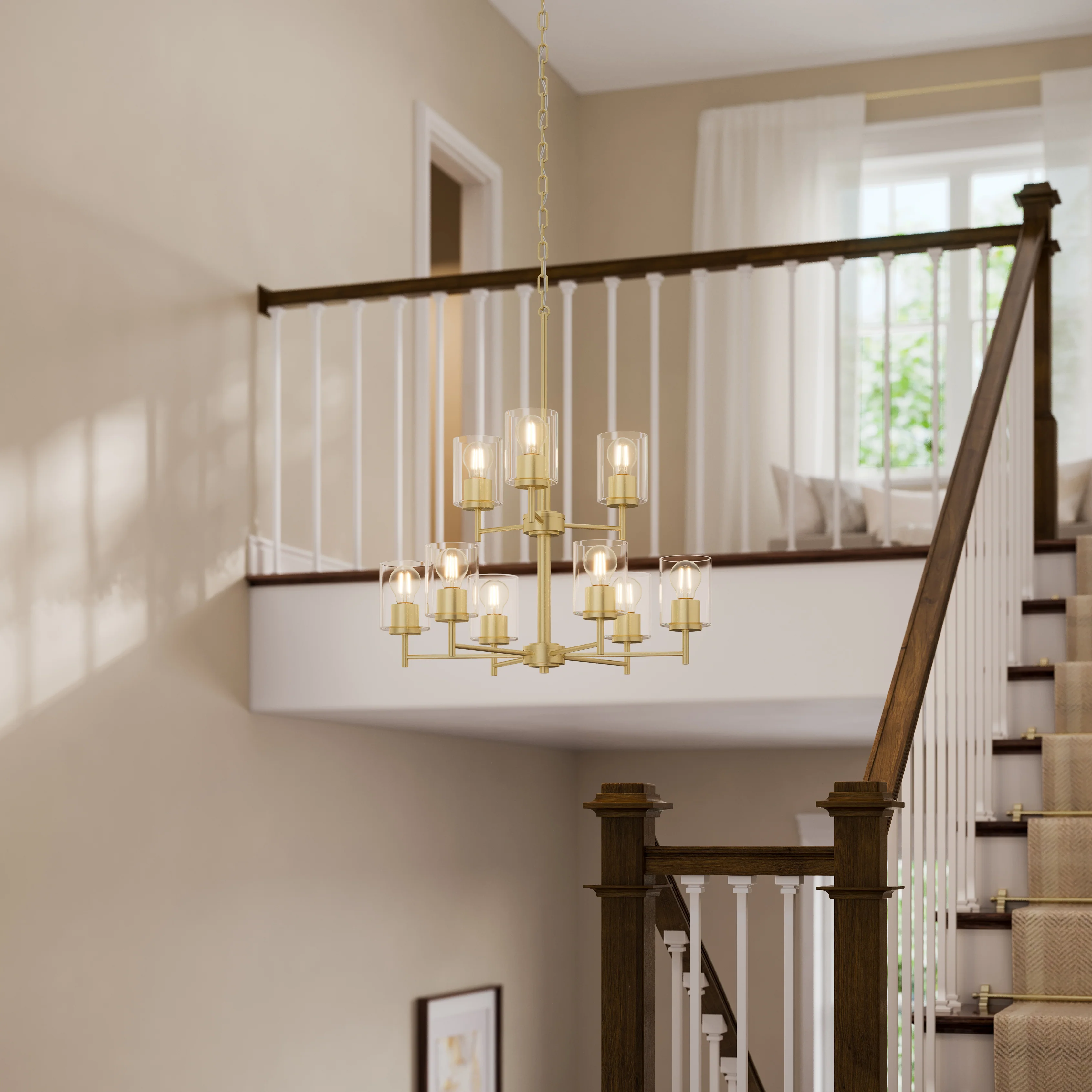 Replay Collection Nine-Light Chandelier with Clear Glass Shades - Image 10