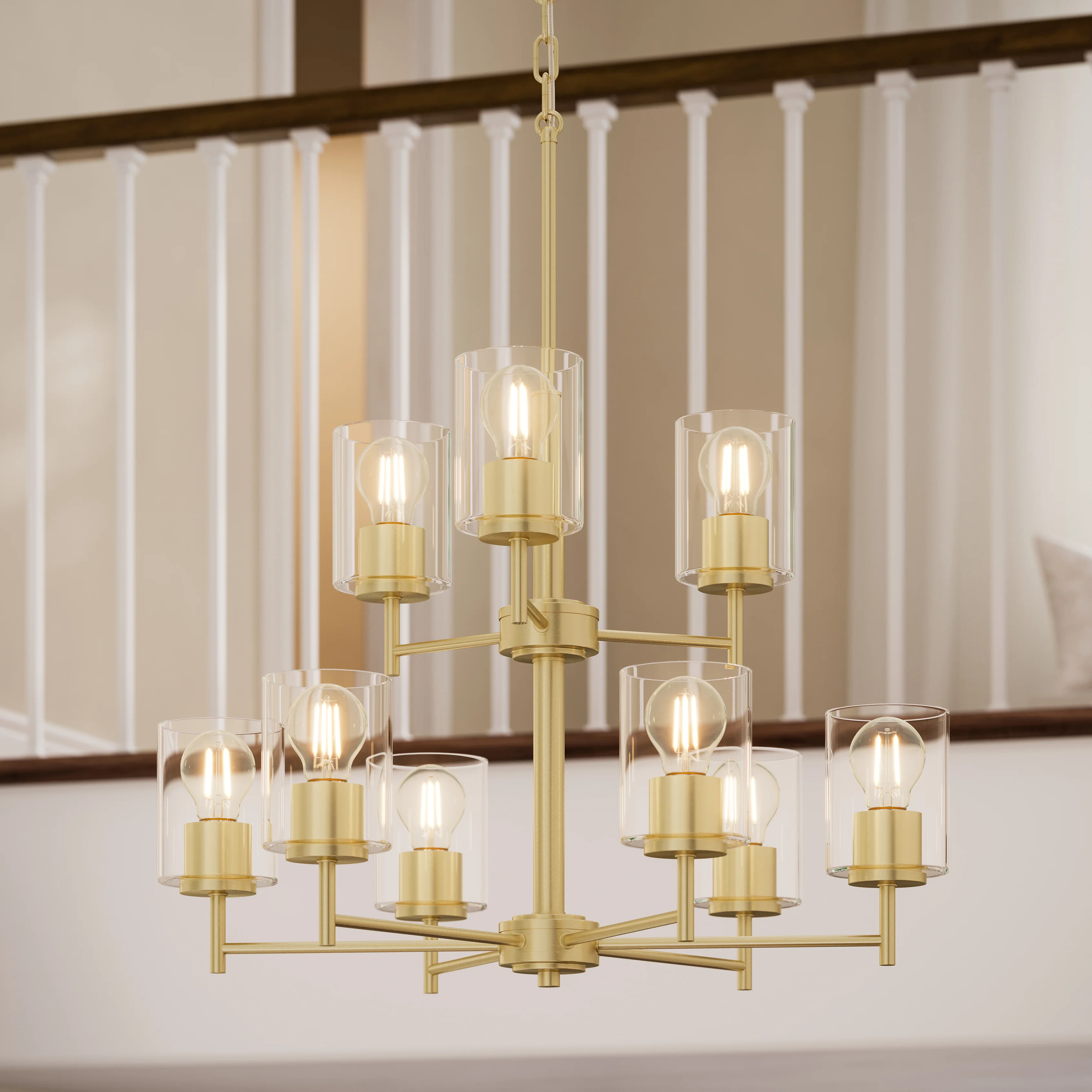 Replay Collection Nine-Light Chandelier with Clear Glass Shades - Image 11