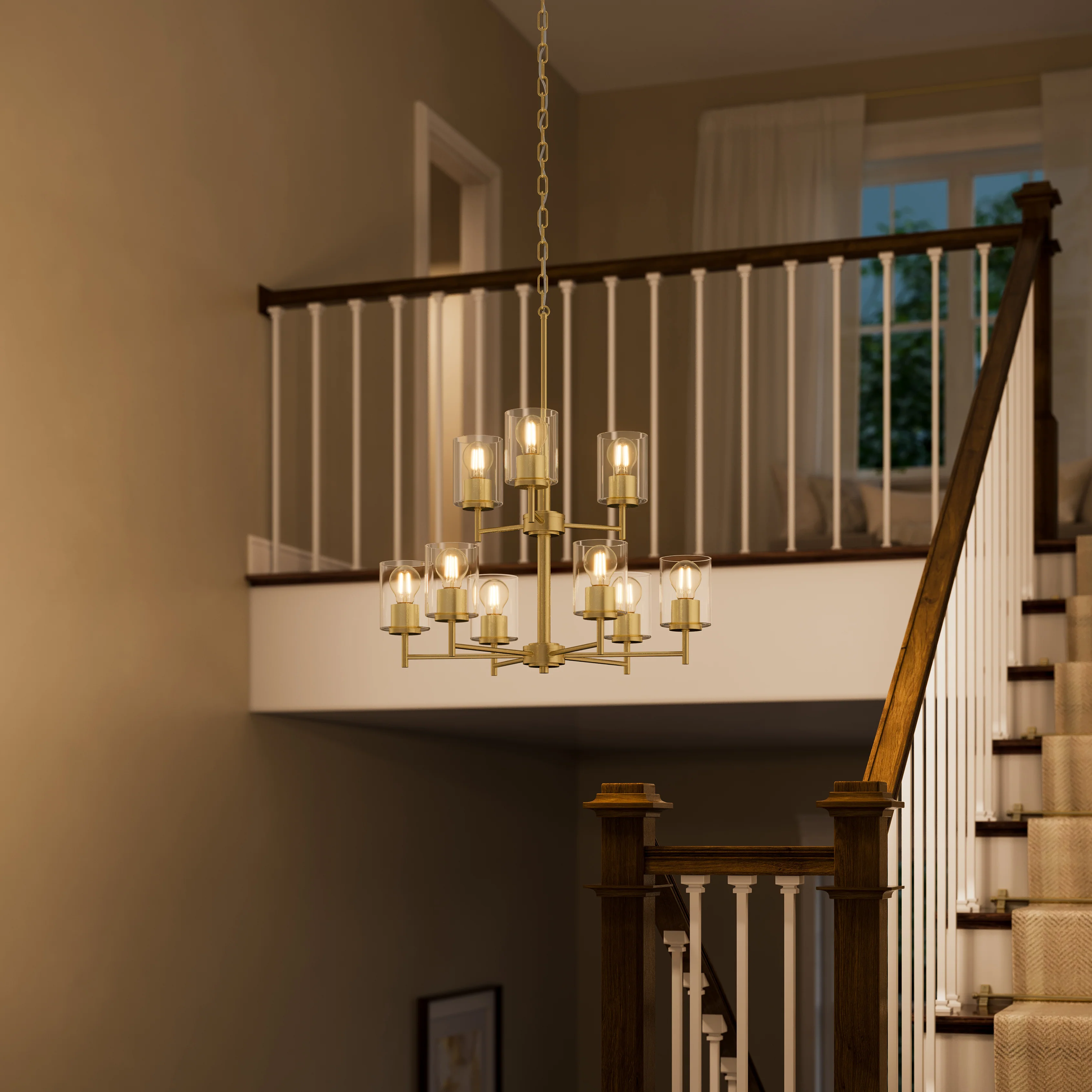 Replay Collection Nine-Light Chandelier with Clear Glass Shades - Image 12