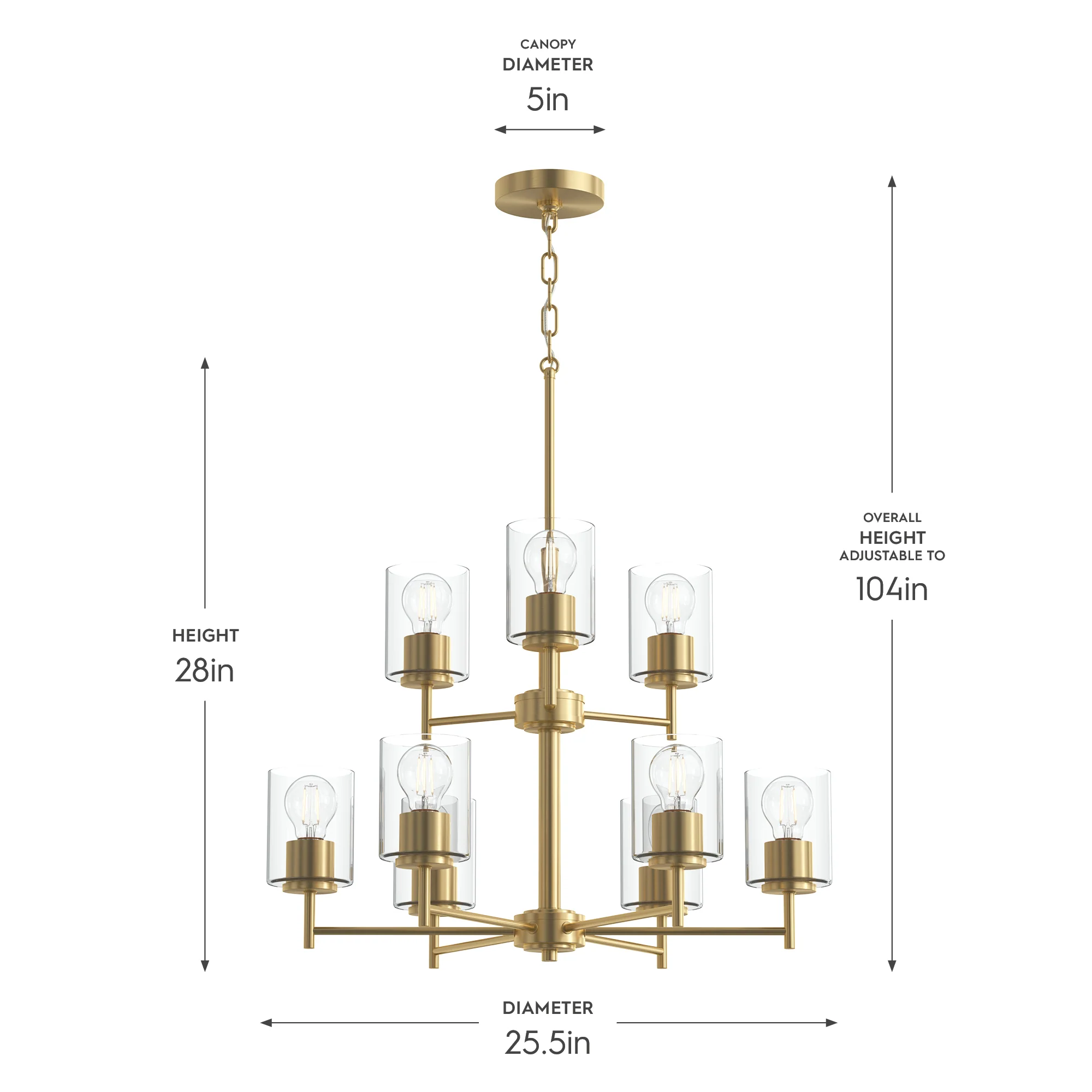 Replay Collection Nine-Light Chandelier with Clear Glass Shades - Image 13
