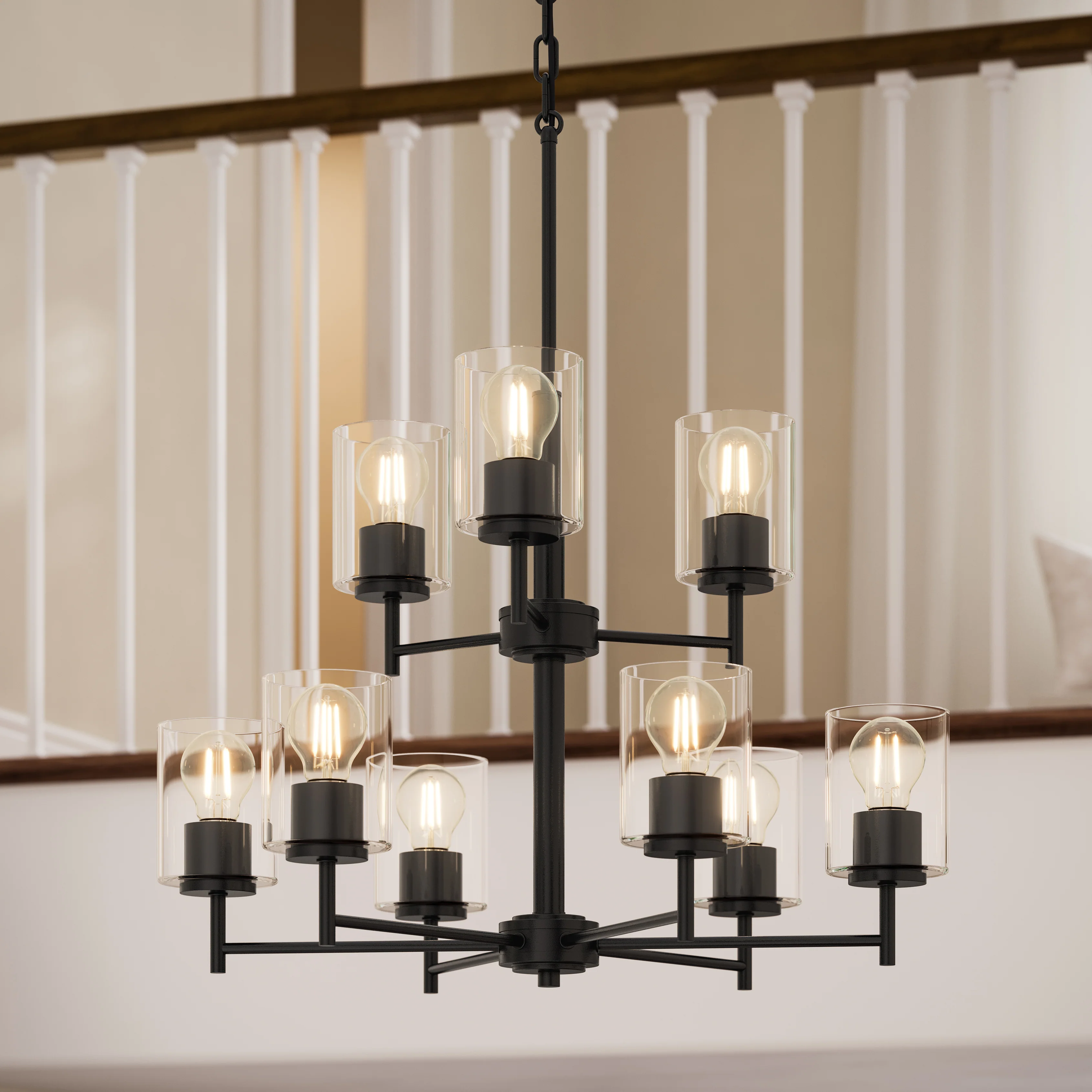 Replay Collection Nine-Light Chandelier with Clear Glass Shades - Image 19