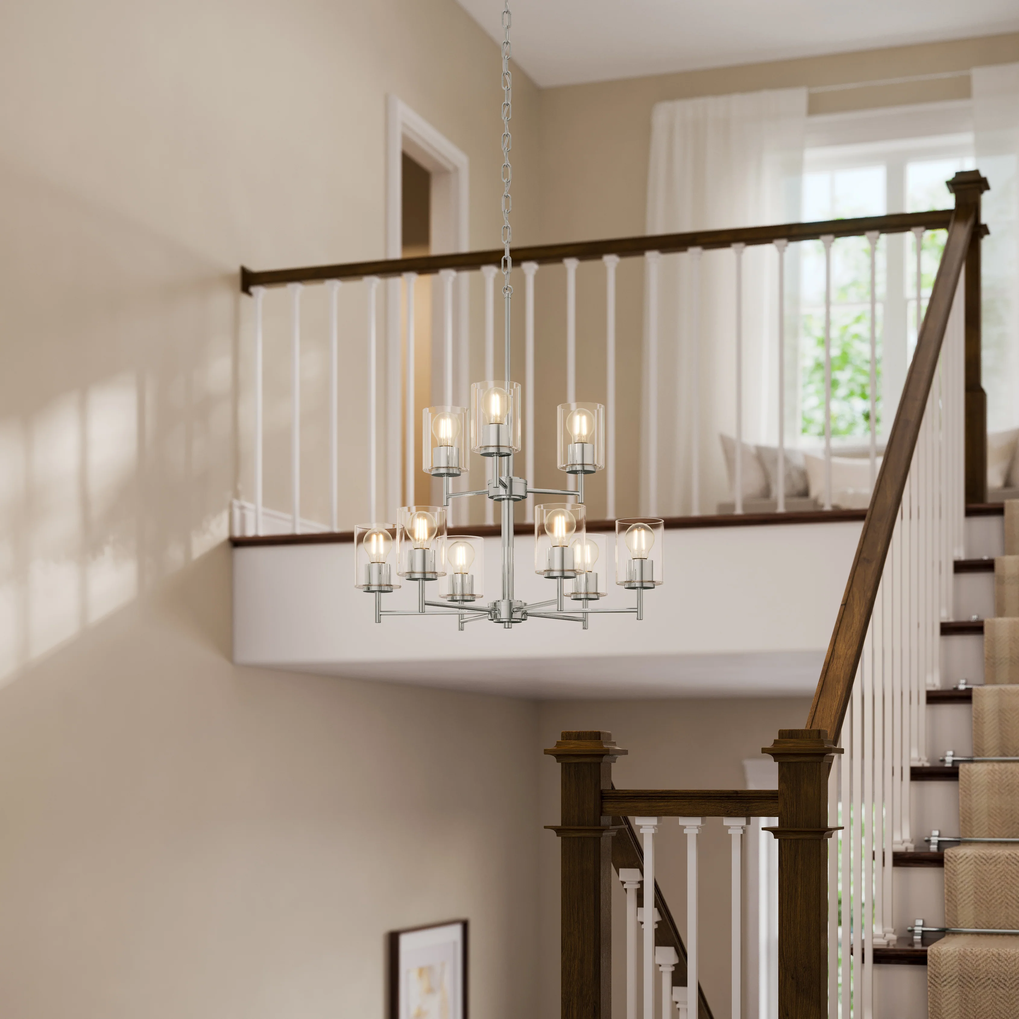 Replay Collection Nine-Light Chandelier with Clear Glass Shades - Image 26