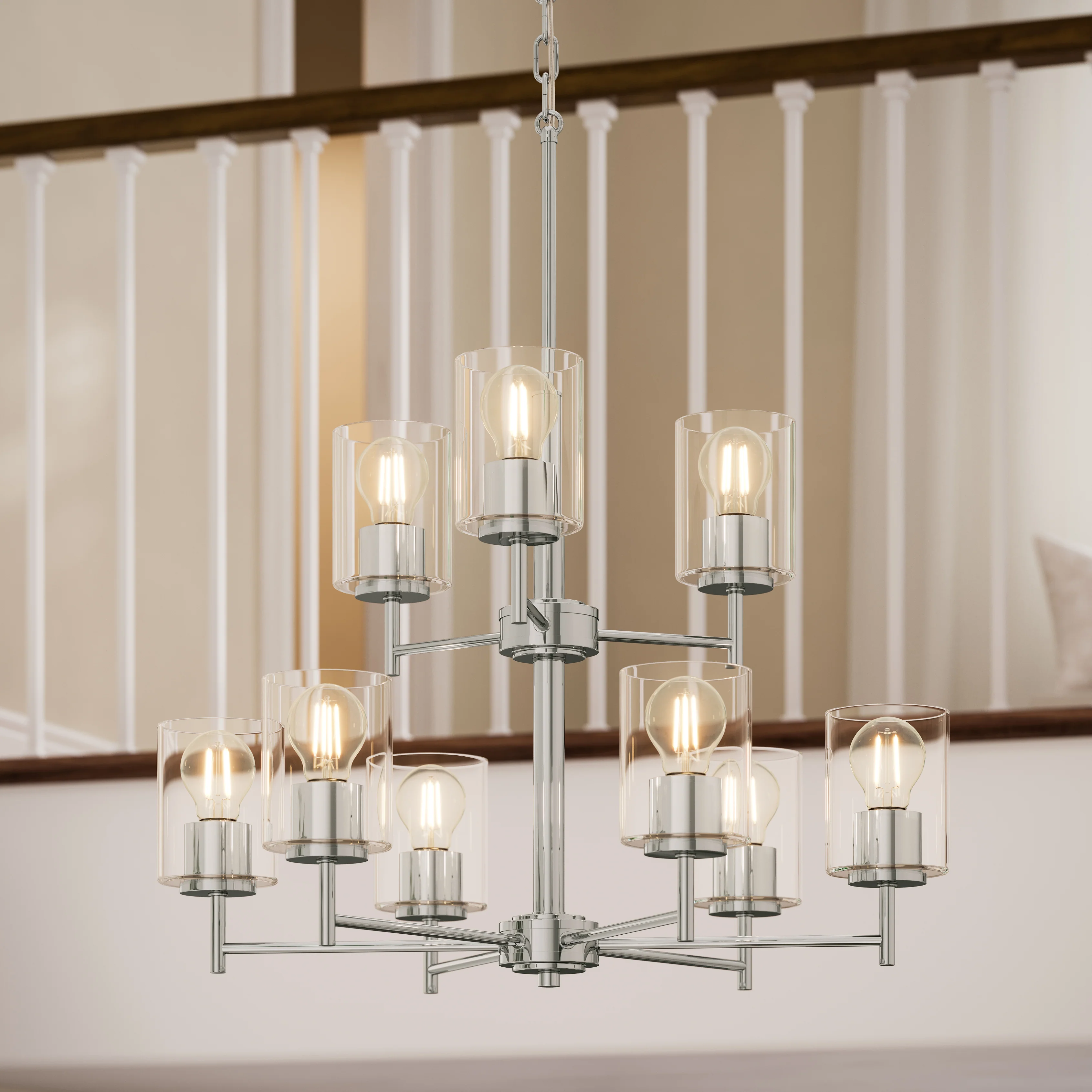 Replay Collection Nine-Light Chandelier with Clear Glass Shades - Image 27