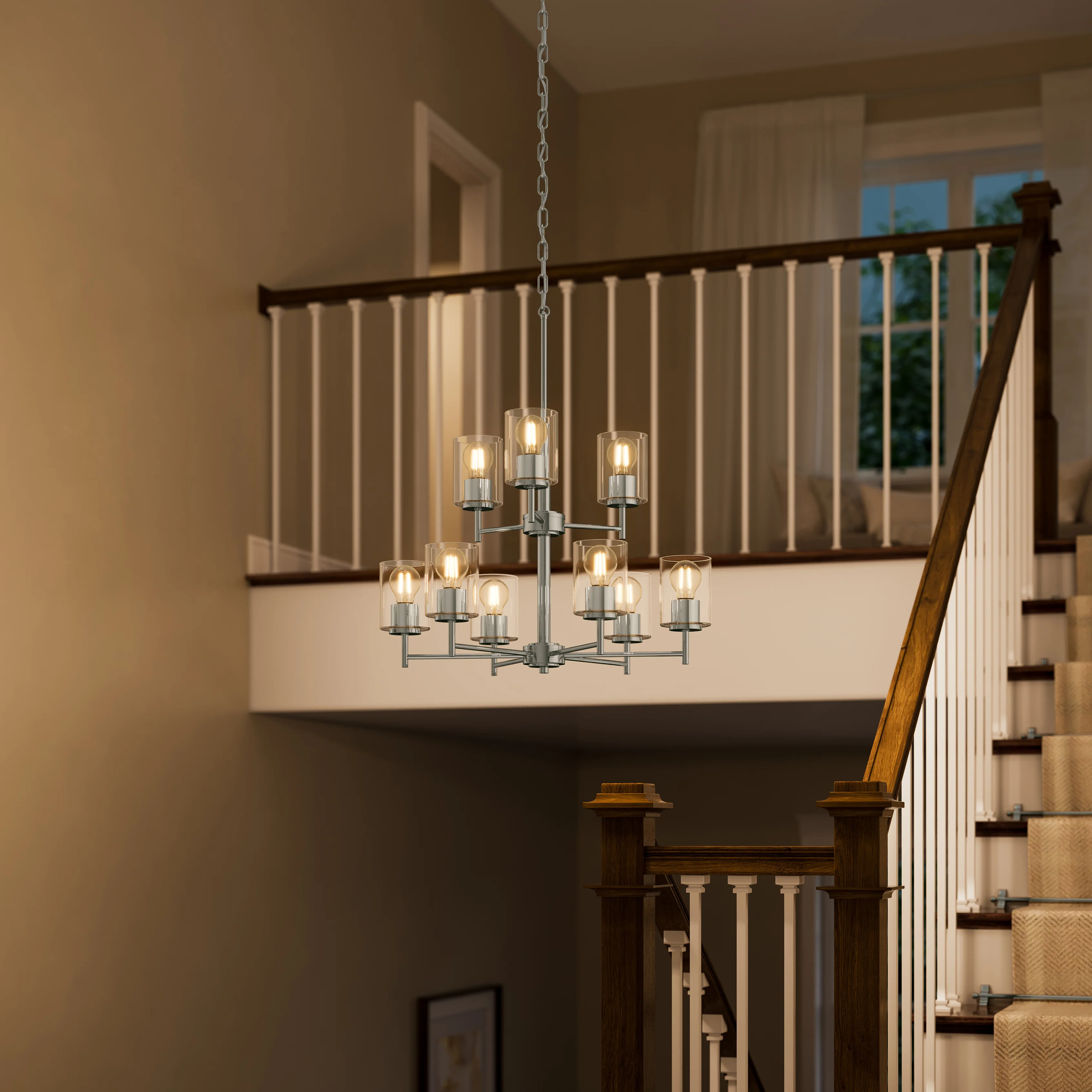 Replay Collection Nine-Light Chandelier with Clear Glass Shades - Image 28