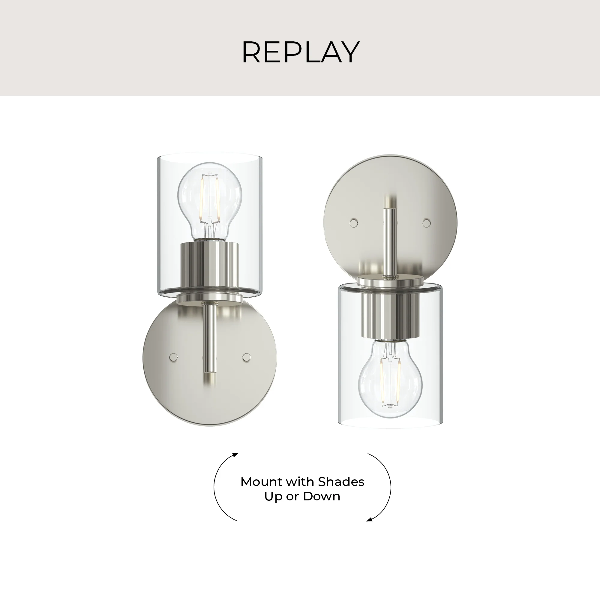 Replay Collection One-Light Bath & Vanity Light with Clear Glass Shade - Image 18
