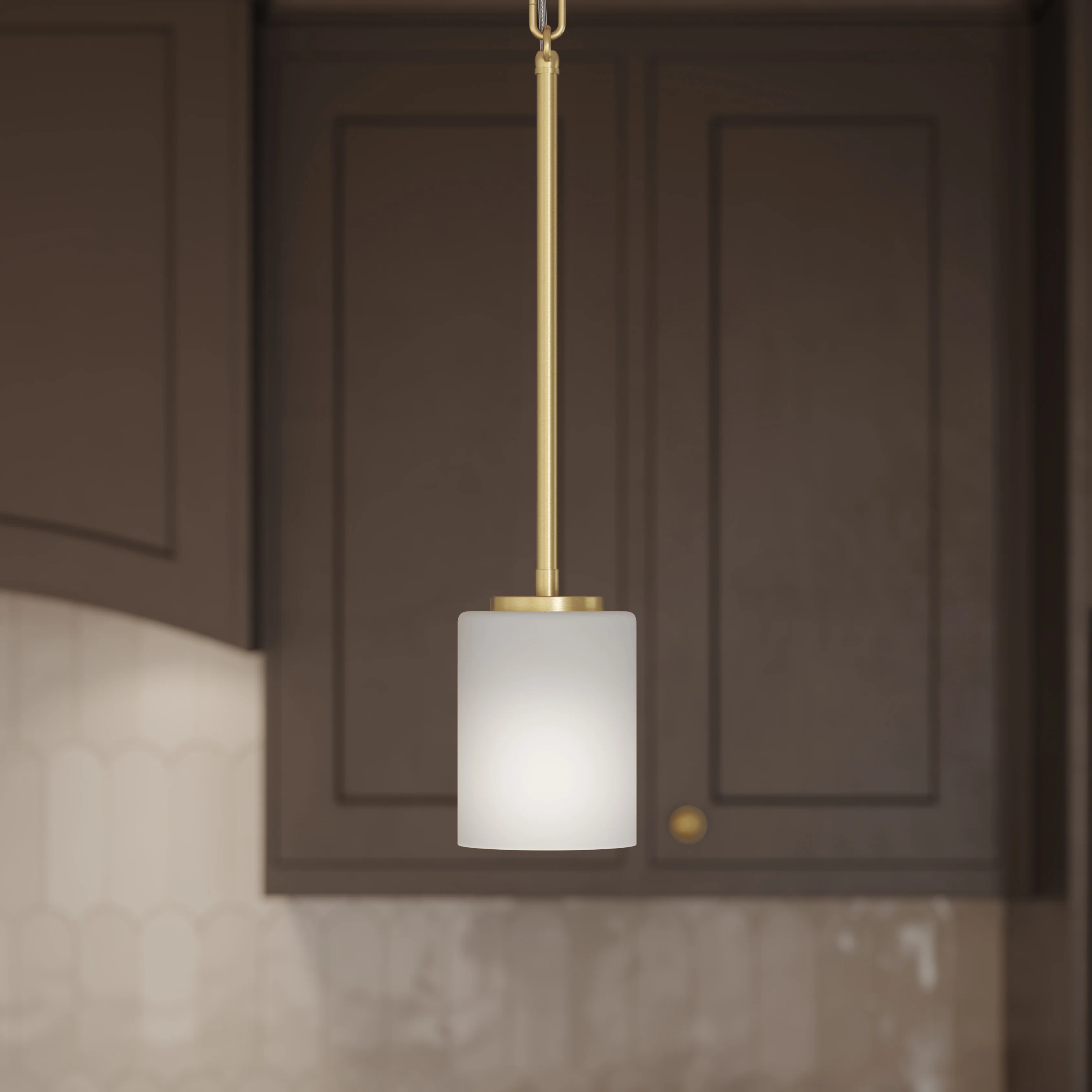 Replay Collection One-Light Etched White Glass Mini-Pendant Light - Image 7