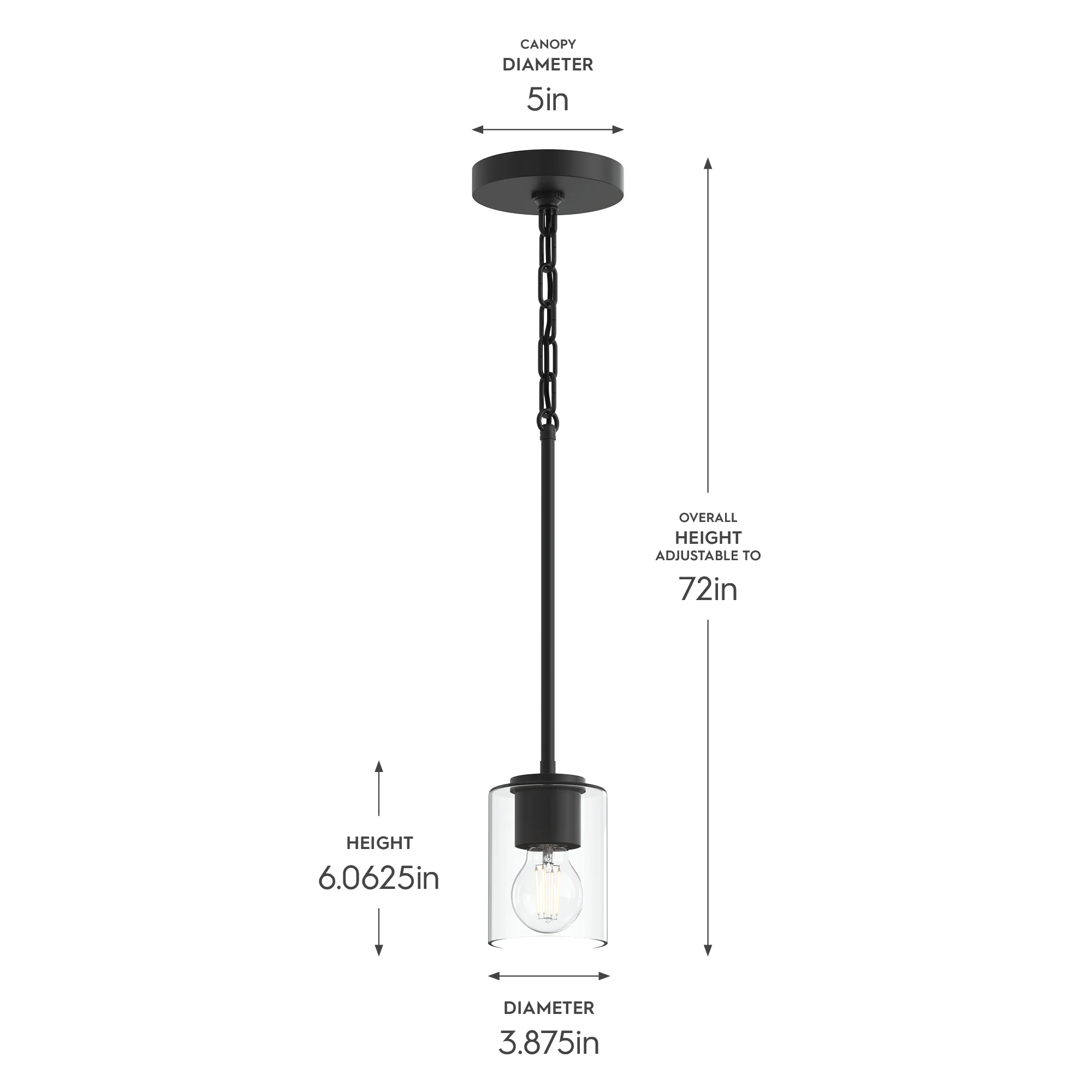 Replay Collection One-Light Pendant Light with Clear Glass Shade - Image 7