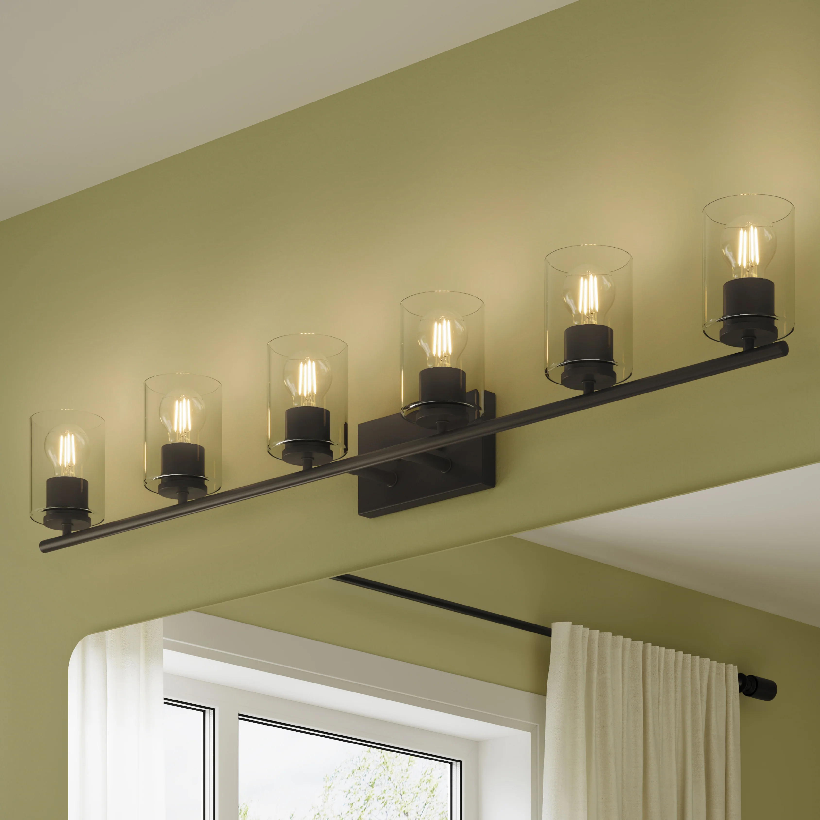 Replay Collection Six-Light Bath & Vanity Light with Clear Glass Shades - Image 12