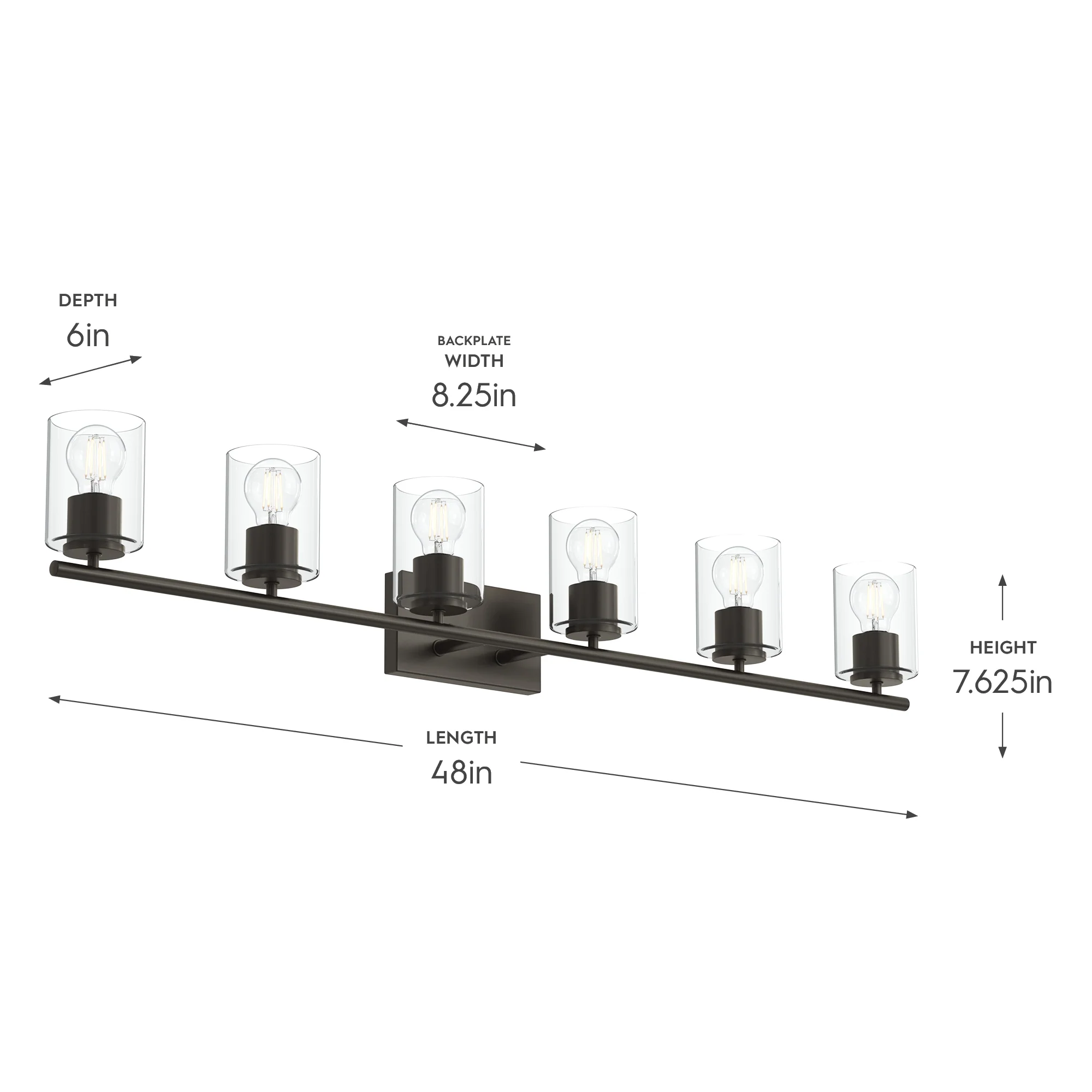 Replay Collection Six-Light Bath & Vanity Light with Clear Glass Shades - Image 14