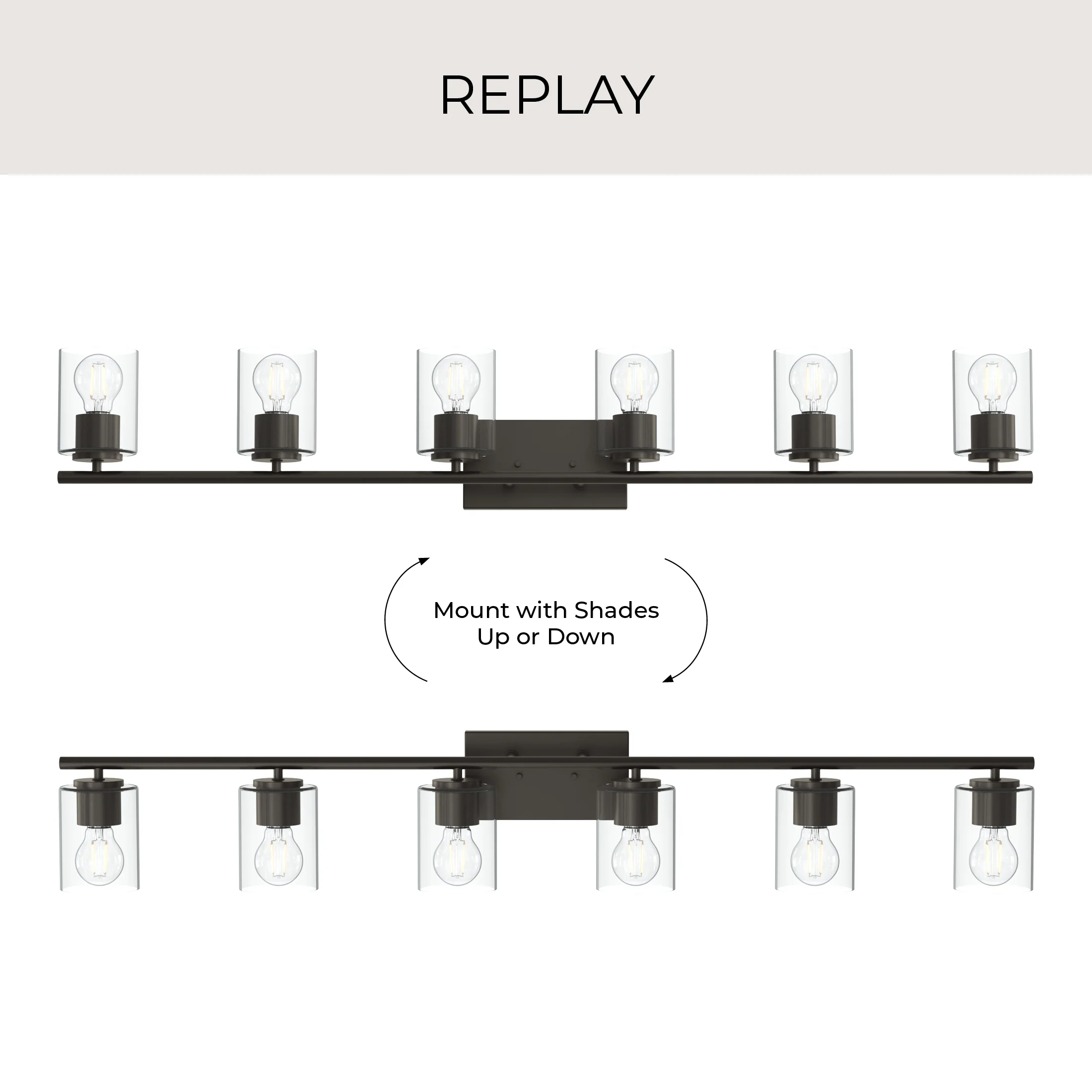 Replay Collection Six-Light Bath & Vanity Light with Clear Glass Shades - Image 17