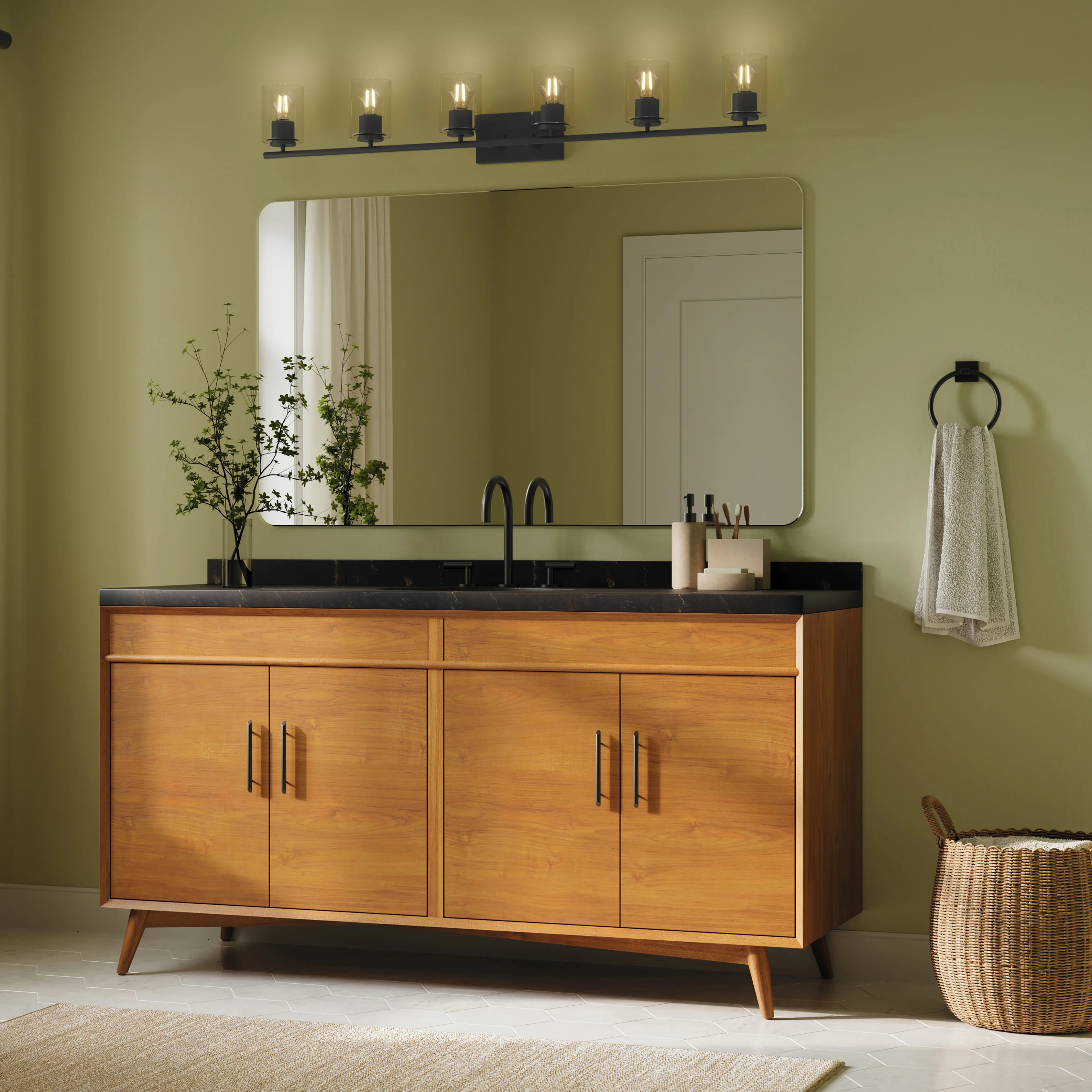 Replay Collection Six-Light Bath & Vanity Light with Clear Glass Shades - Image 20