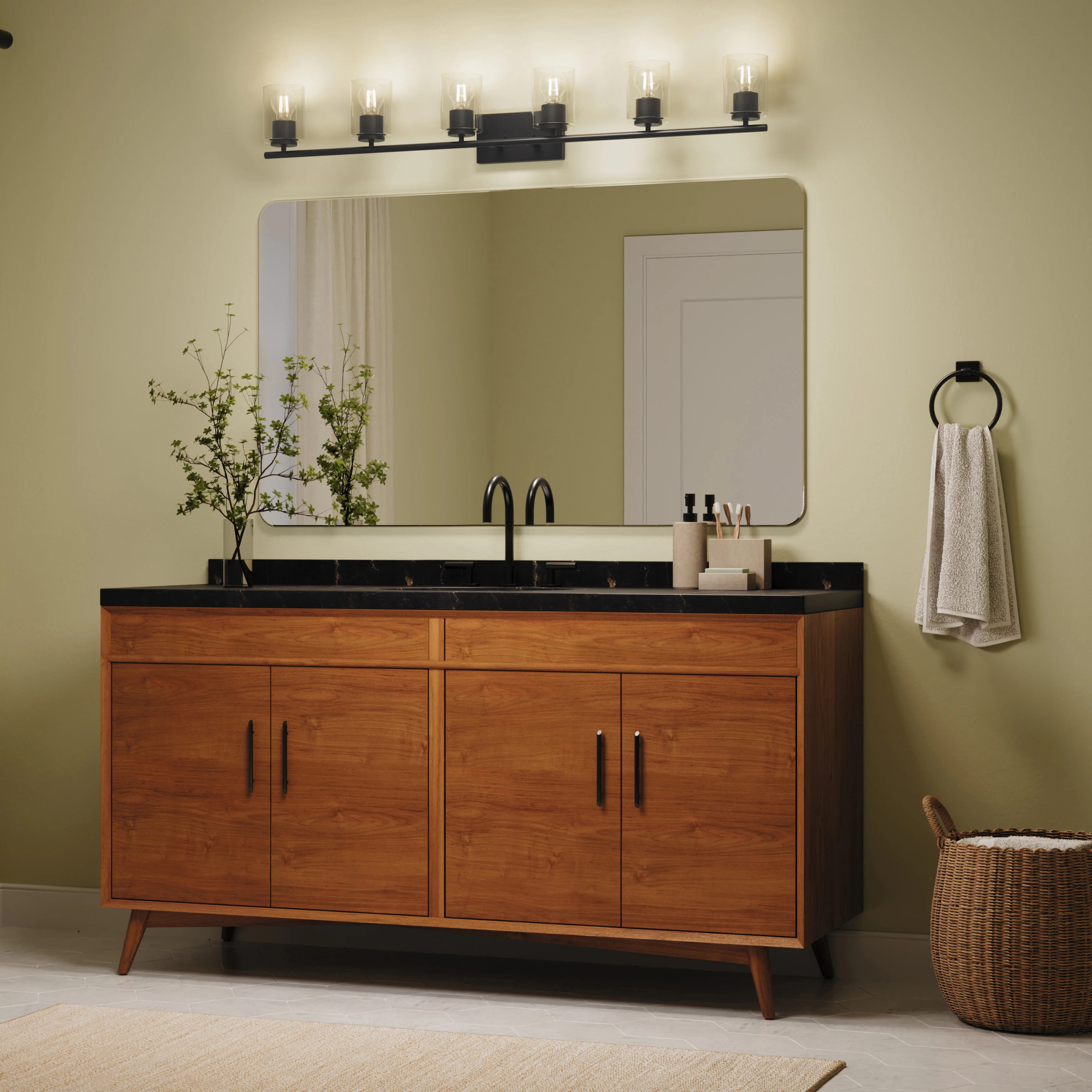 Replay Collection Six-Light Bath & Vanity Light with Clear Glass Shades - Image 22
