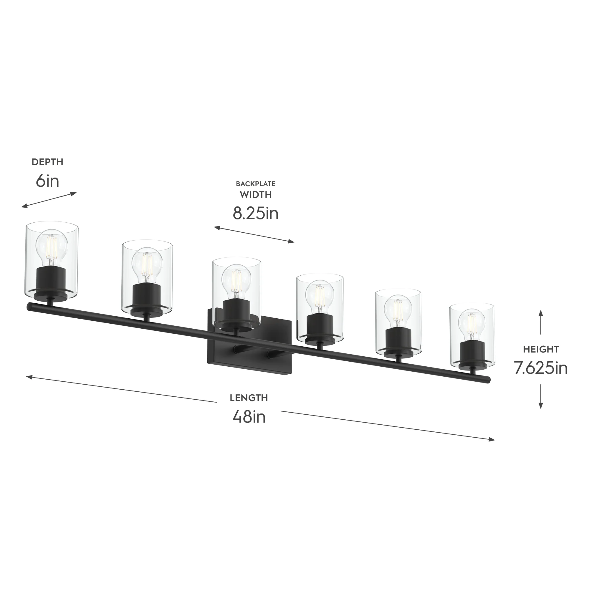 Replay Collection Six-Light Bath & Vanity Light with Clear Glass Shades - Image 23