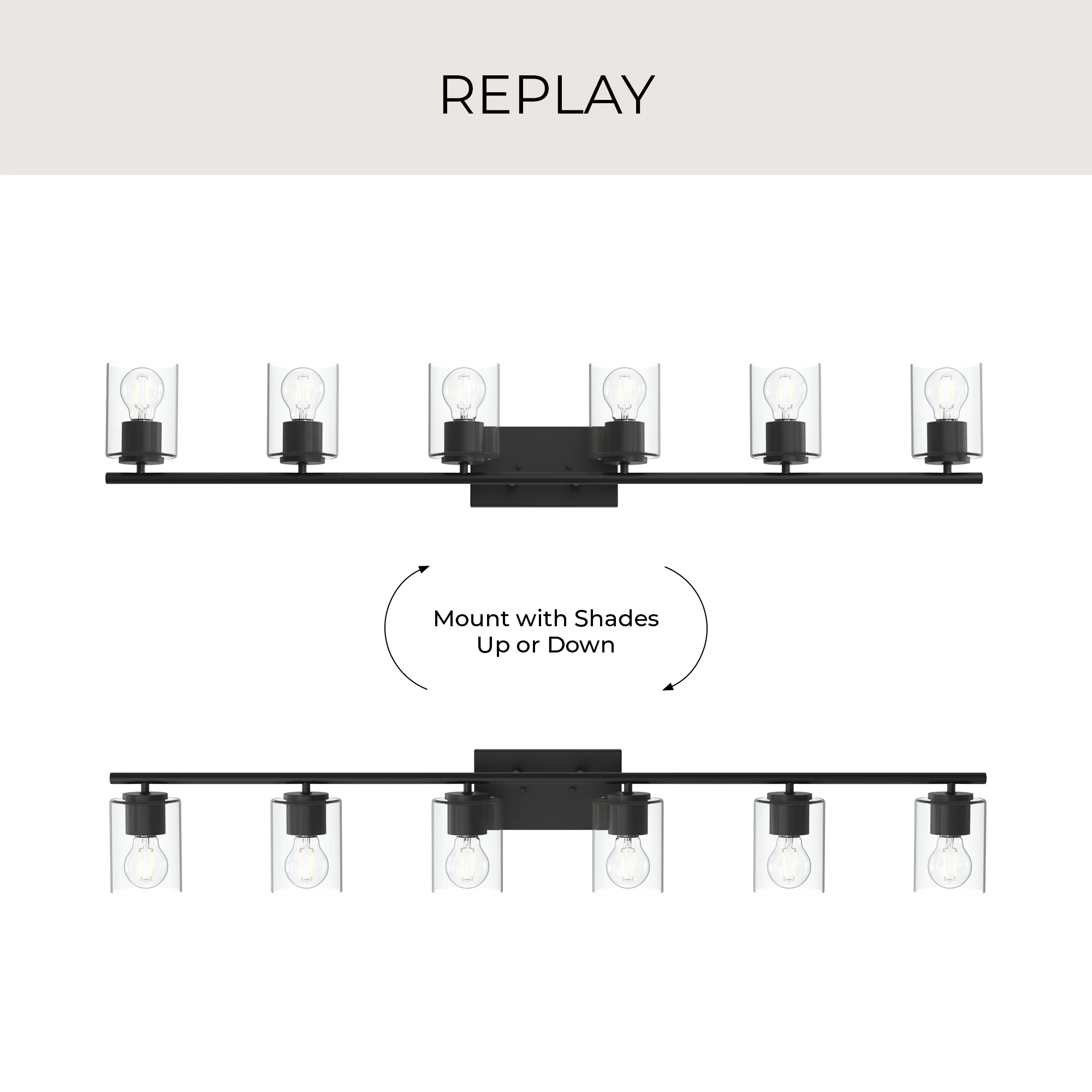 Replay Collection Six-Light Bath & Vanity Light with Clear Glass Shades - Image 27