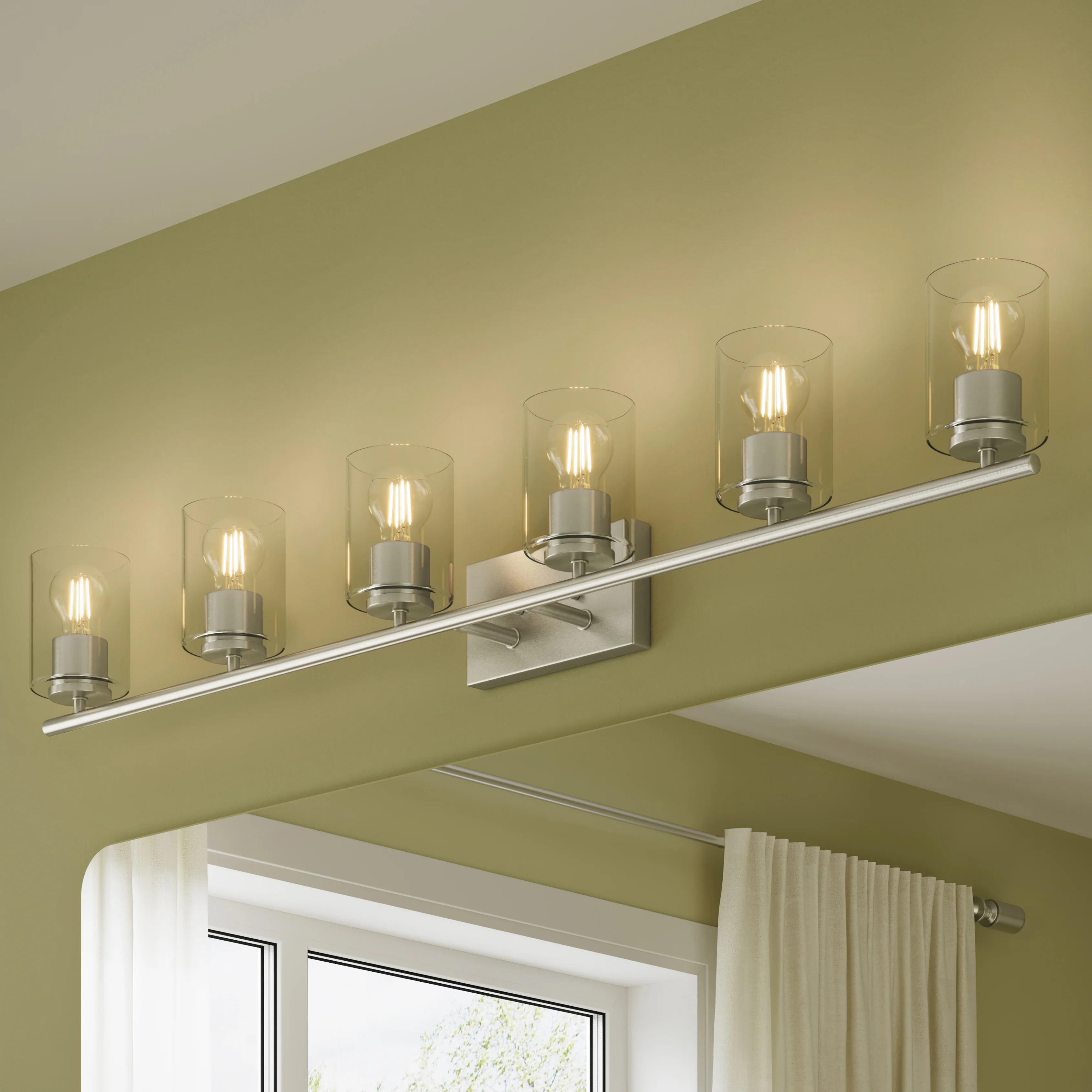 Replay Collection Six-Light Bath & Vanity Light with Clear Glass Shades - Image 3
