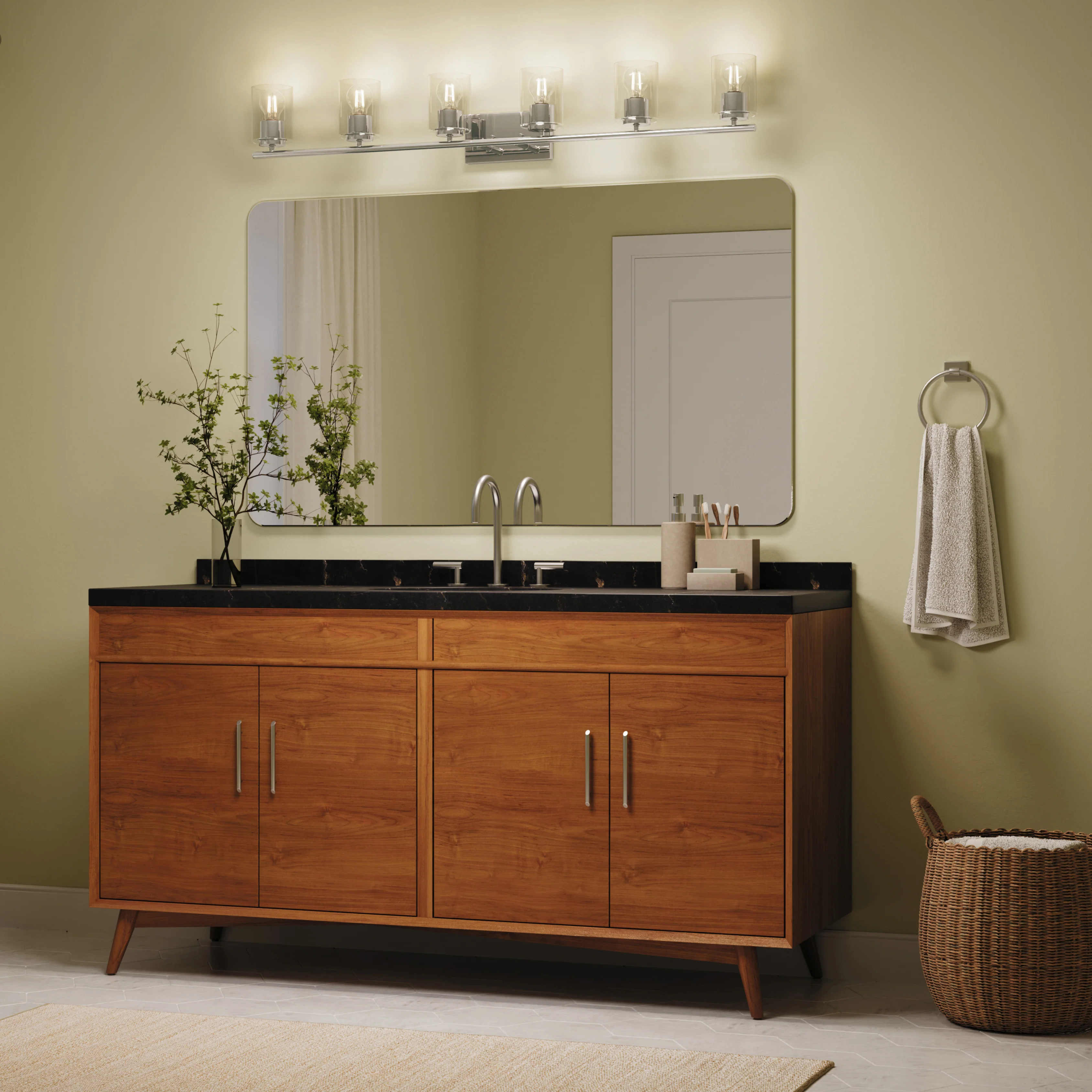 Replay Collection Six-Light Bath & Vanity Light with Clear Glass Shades - Image 31