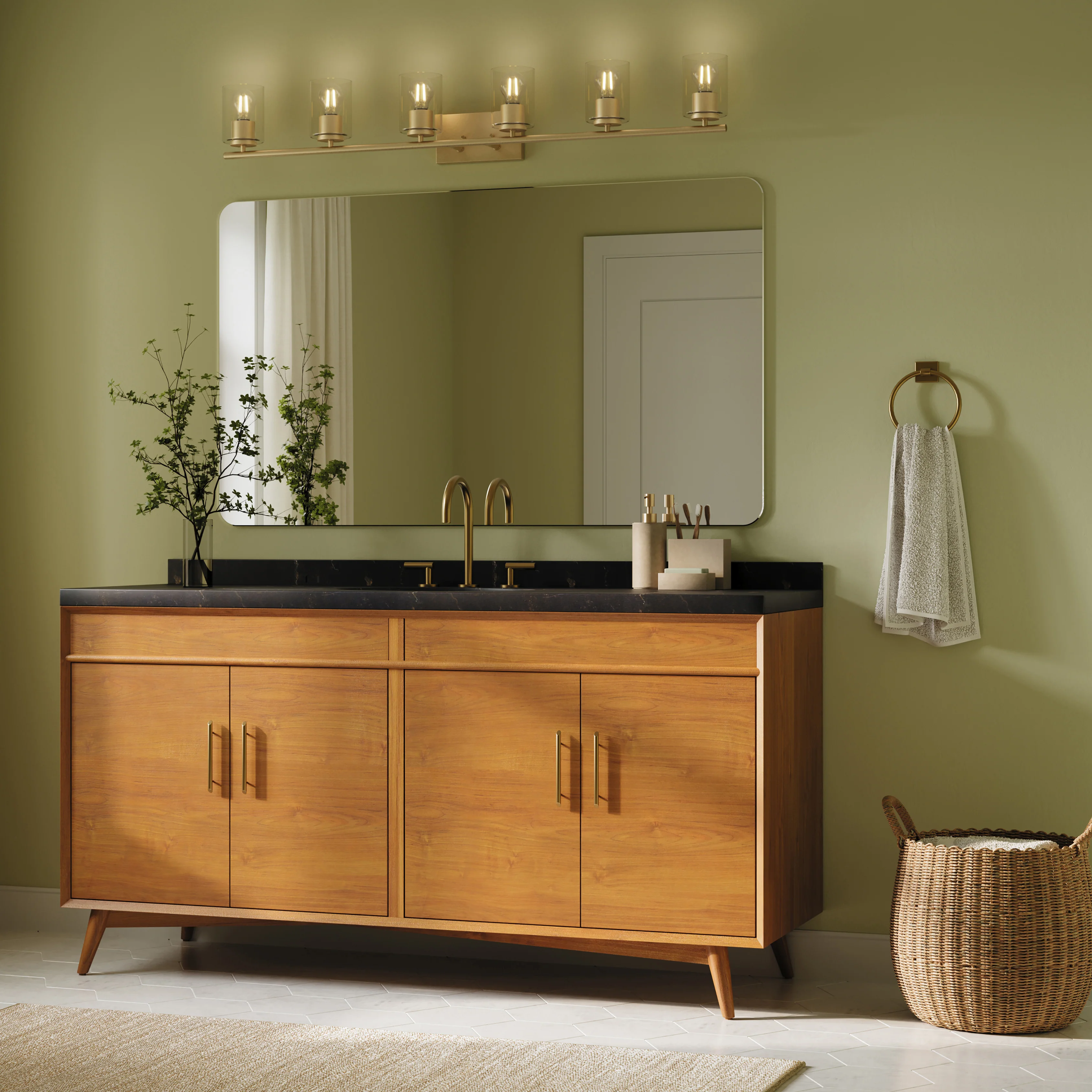 Replay Collection Six-Light Bath & Vanity Light with Clear Glass Shades - Image 38