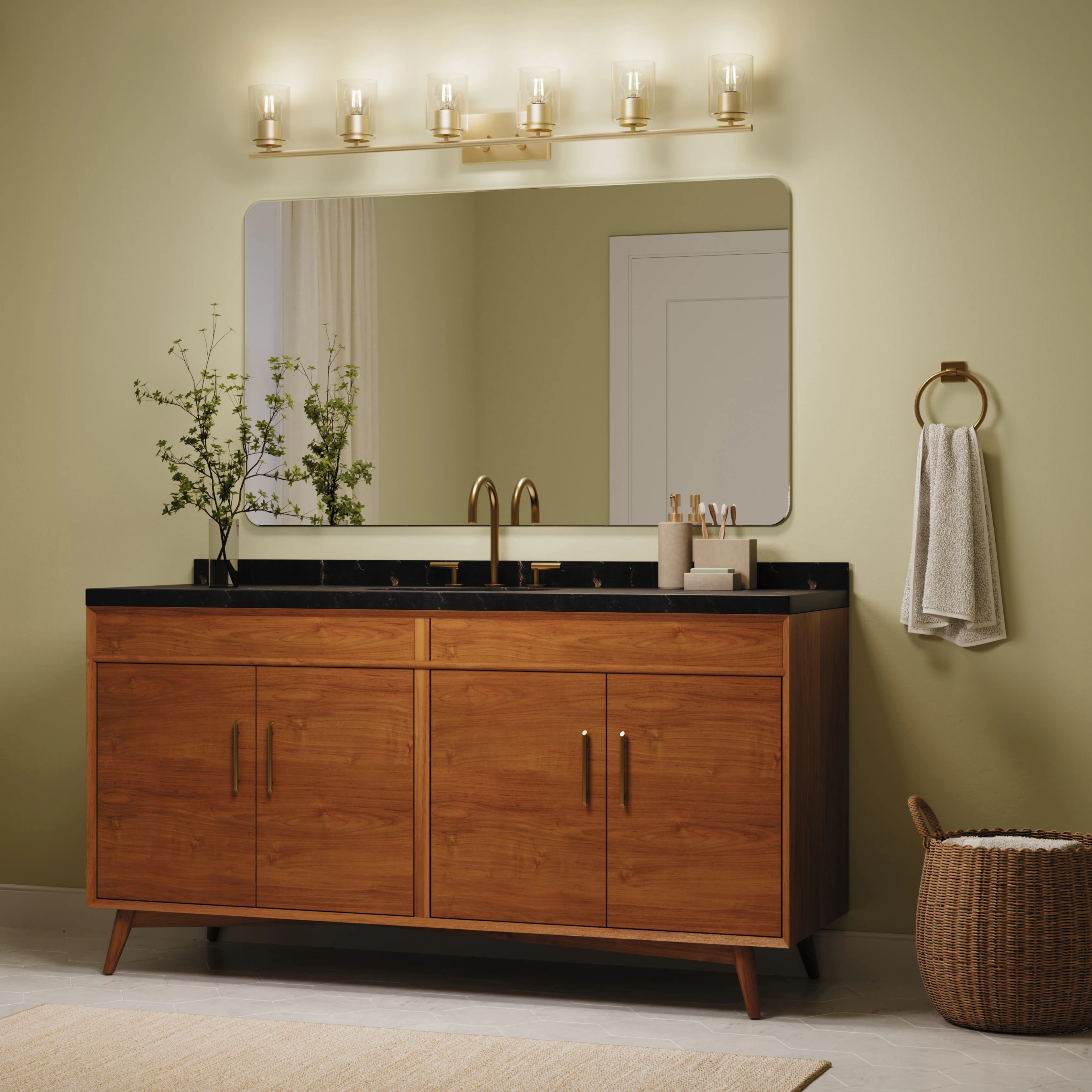 Replay Collection Six-Light Bath & Vanity Light with Clear Glass Shades - Image 40