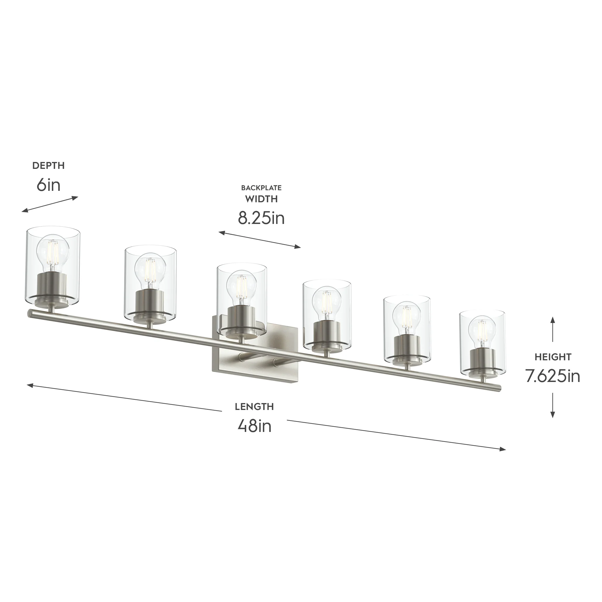 Replay Collection Six-Light Bath & Vanity Light with Clear Glass Shades - Image 5