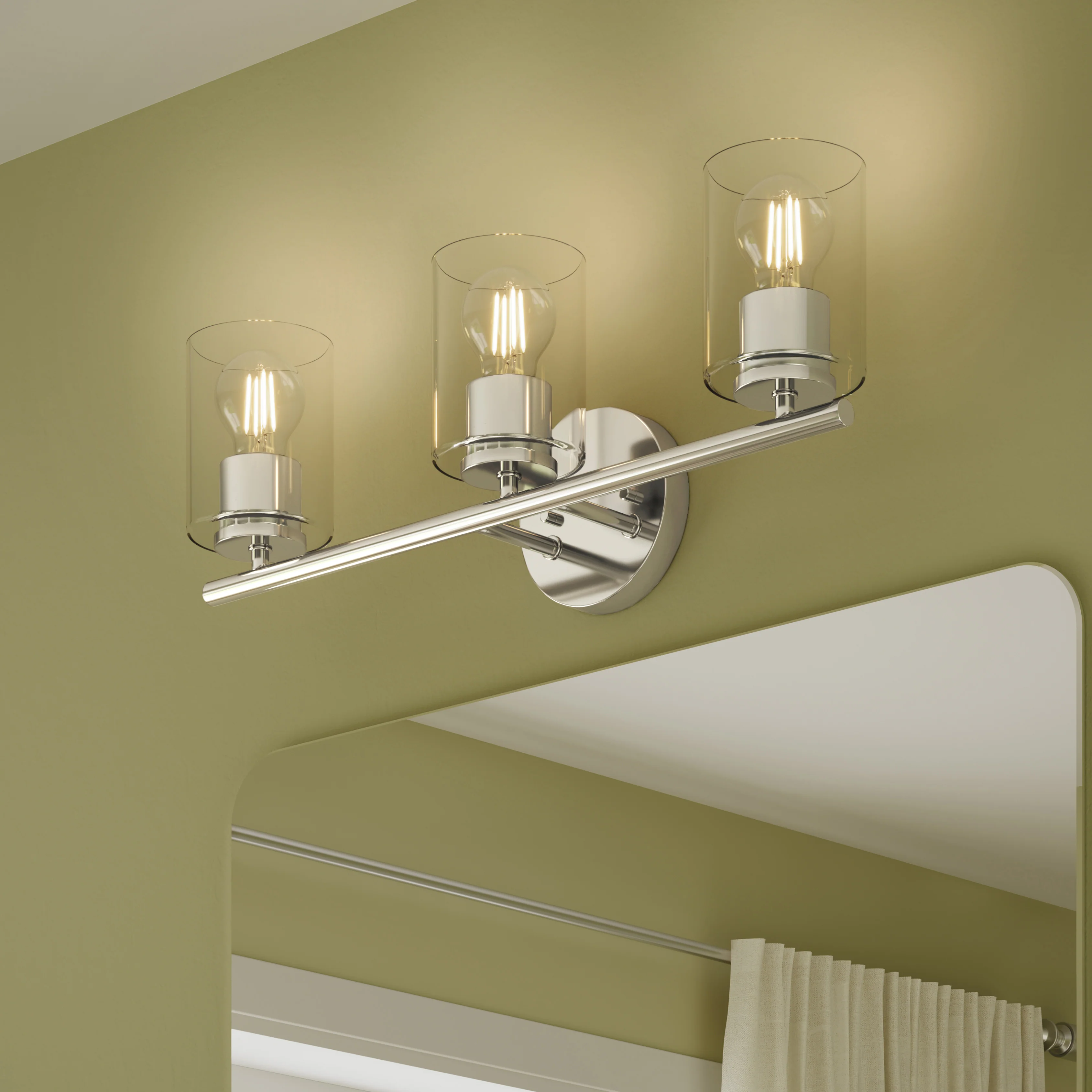 Replay Collection Three-Light Bath & Vanity Light with Clear Glass Shades - Image 11