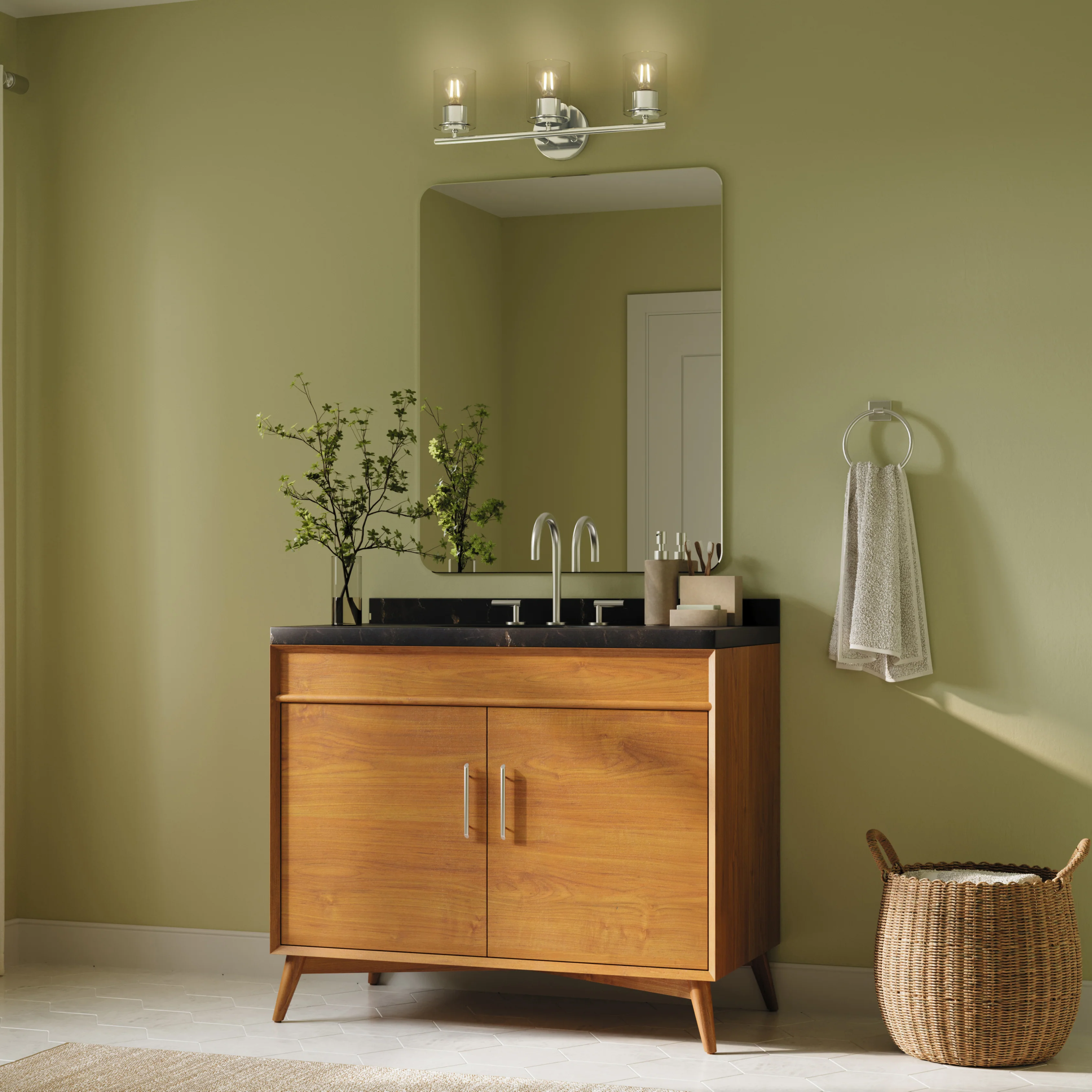 Replay Collection Three-Light Bath & Vanity Light with Clear Glass Shades - Image 12