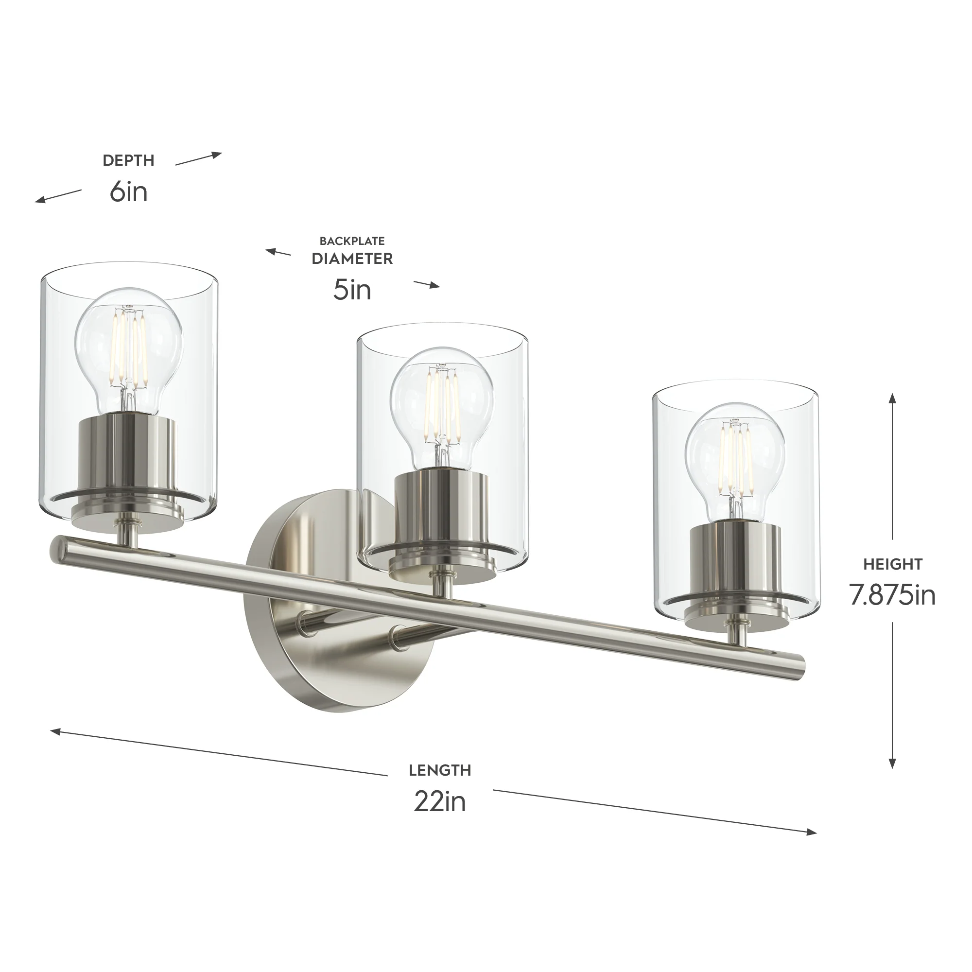 Replay Collection Three-Light Bath & Vanity Light with Clear Glass Shades - Image 13