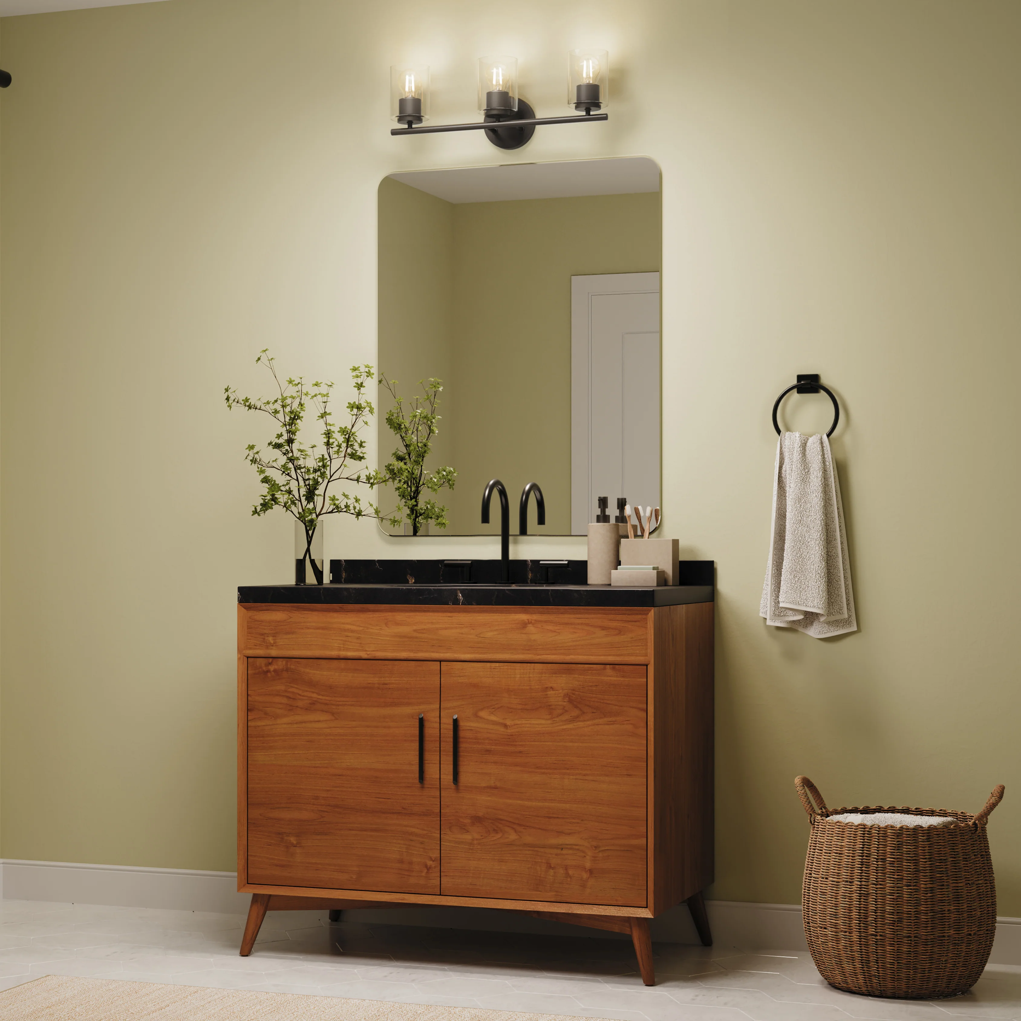 Replay Collection Three-Light Bath & Vanity Light with Clear Glass Shades - Image 22