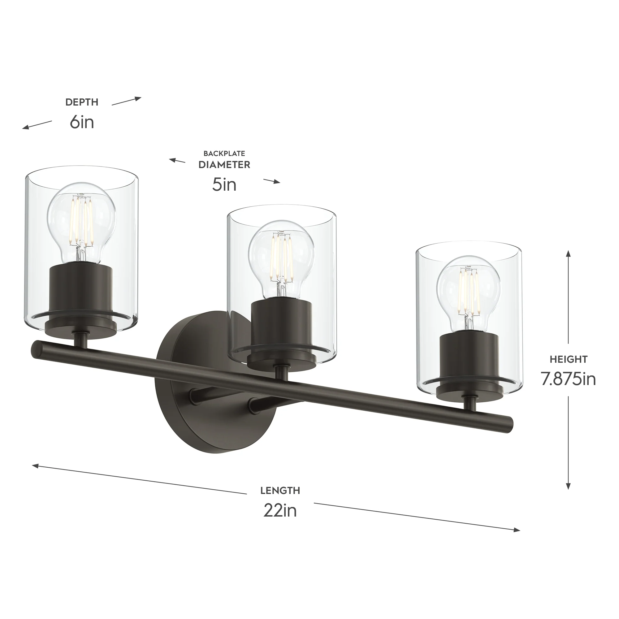 Replay Collection Three-Light Bath & Vanity Light with Clear Glass Shades - Image 23