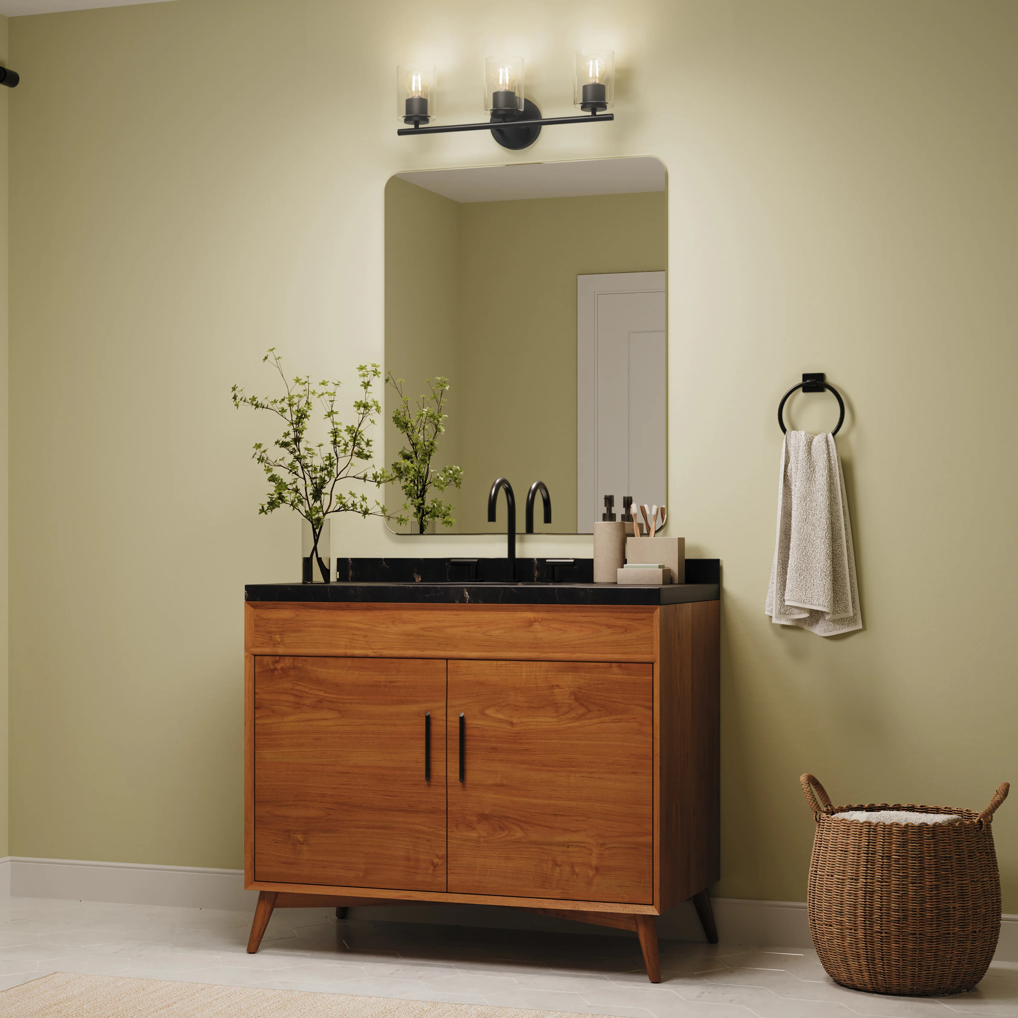 Replay Collection Three-Light Bath & Vanity Light with Clear Glass Shades - Image 31