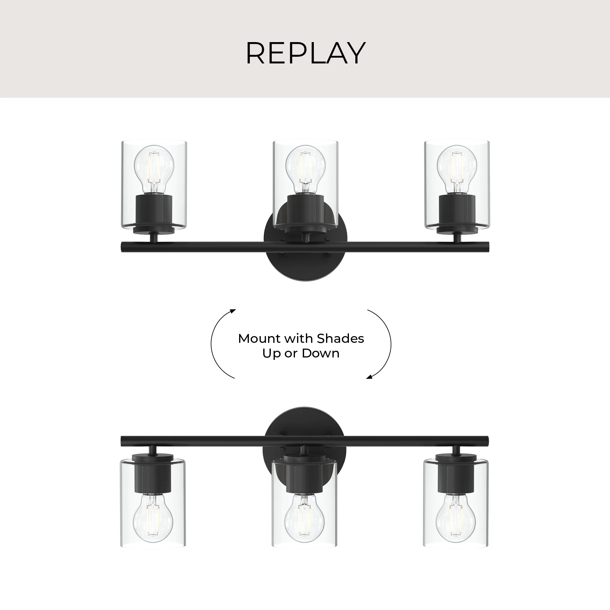 Replay Collection Three-Light Bath & Vanity Light with Clear Glass Shades - Image 37