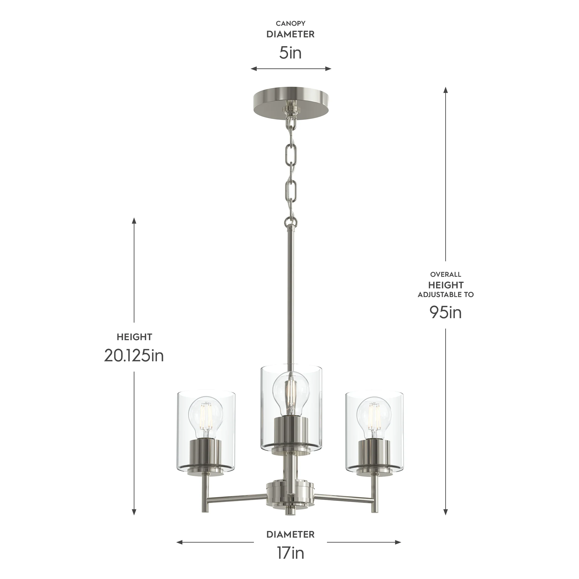 Replay Collection Three-Light Chandelier with Clear Glass Shades - Image 17