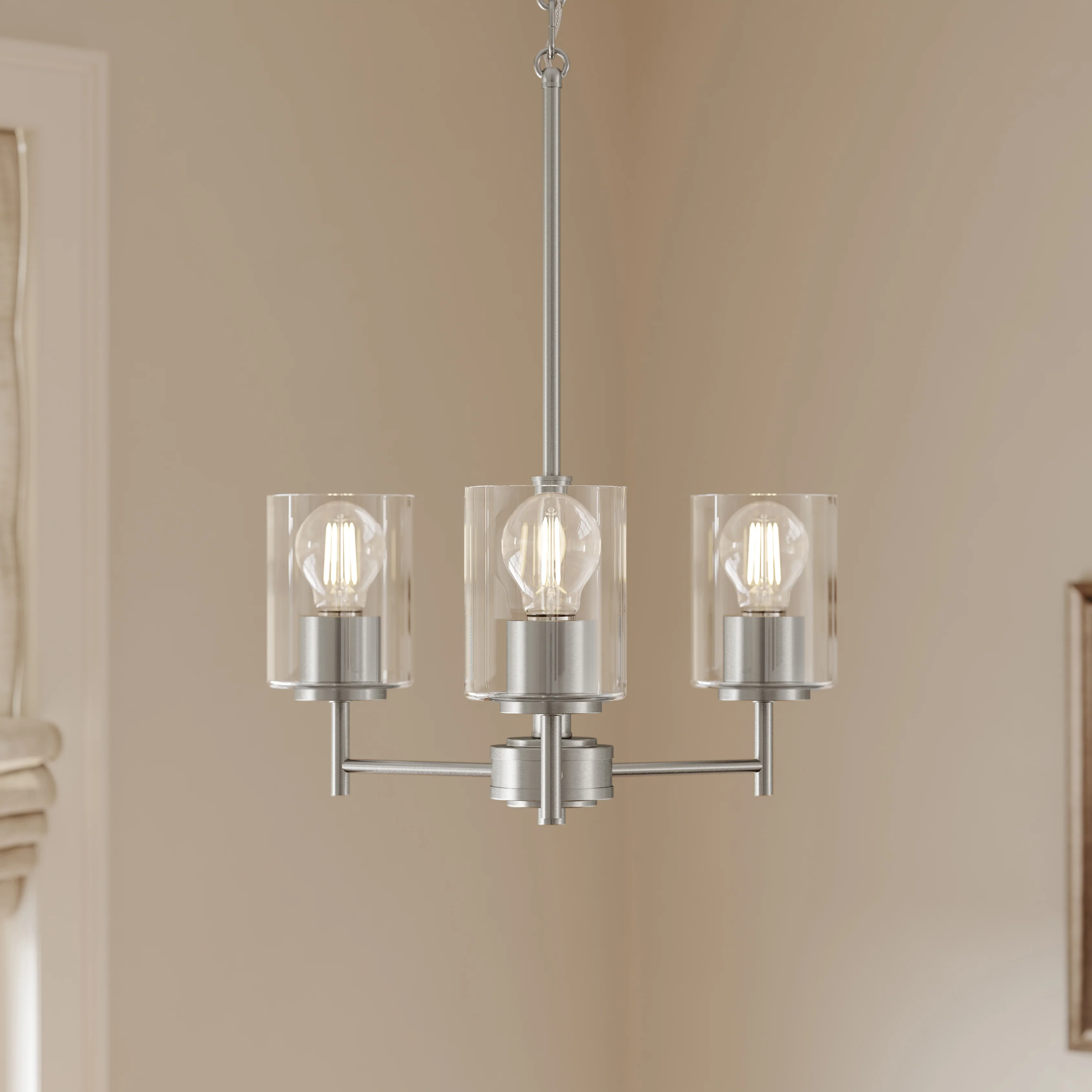 Replay Collection Three-Light Chandelier with Clear Glass Shades - Image 2