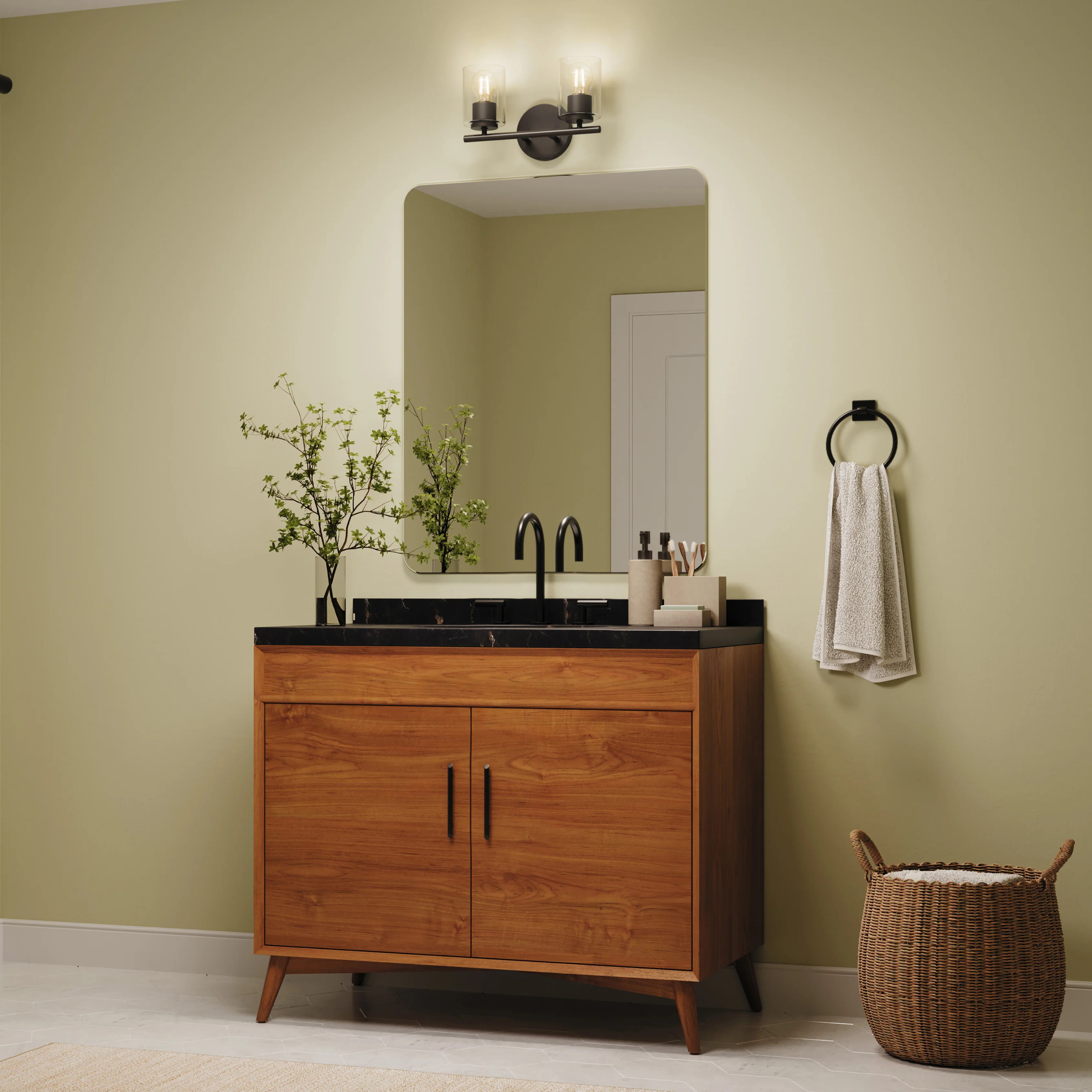 Replay Collection Two-Light Bath & Vanity Light with Clear Glass Shades - Image 11
