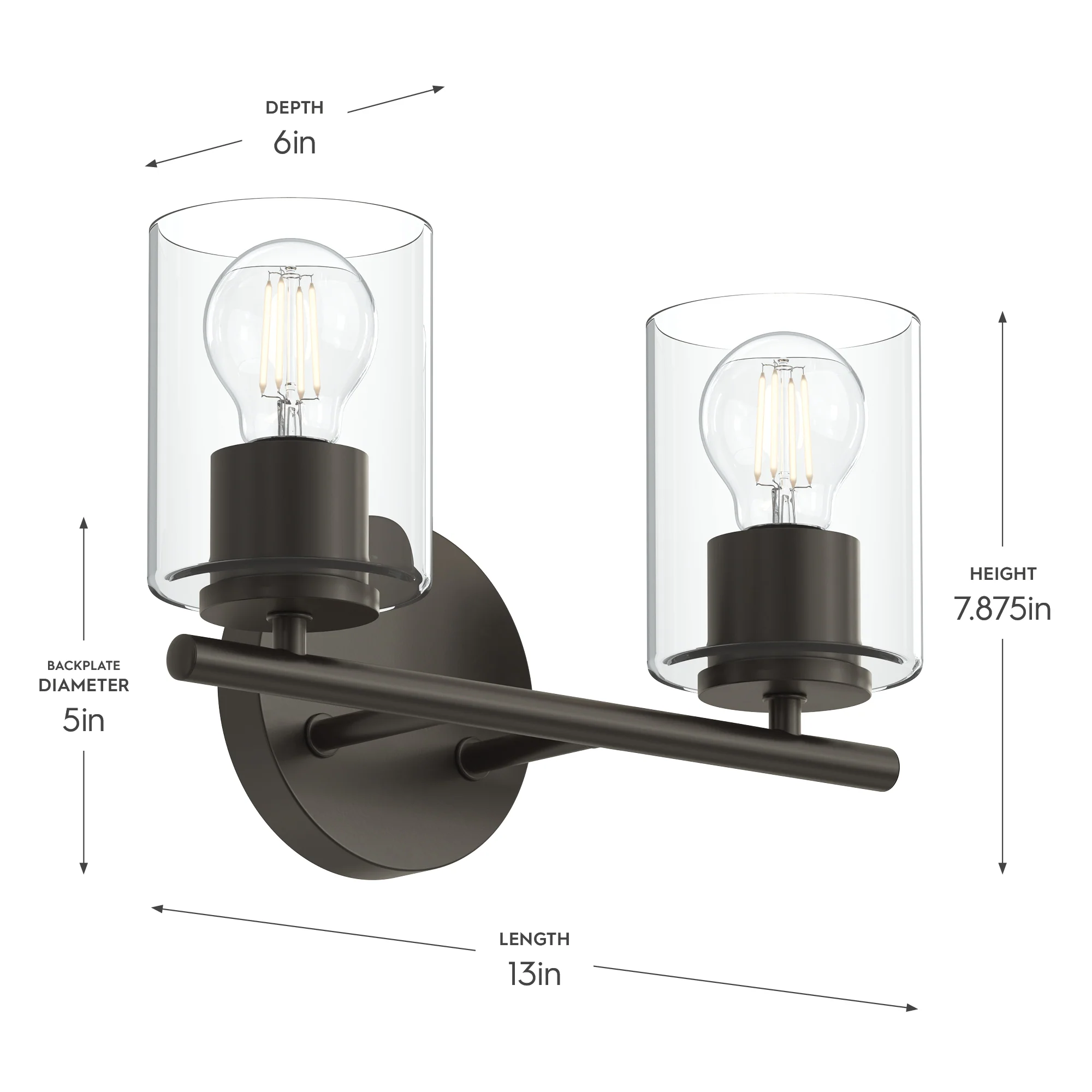 Replay Collection Two-Light Bath & Vanity Light with Clear Glass Shades - Image 14