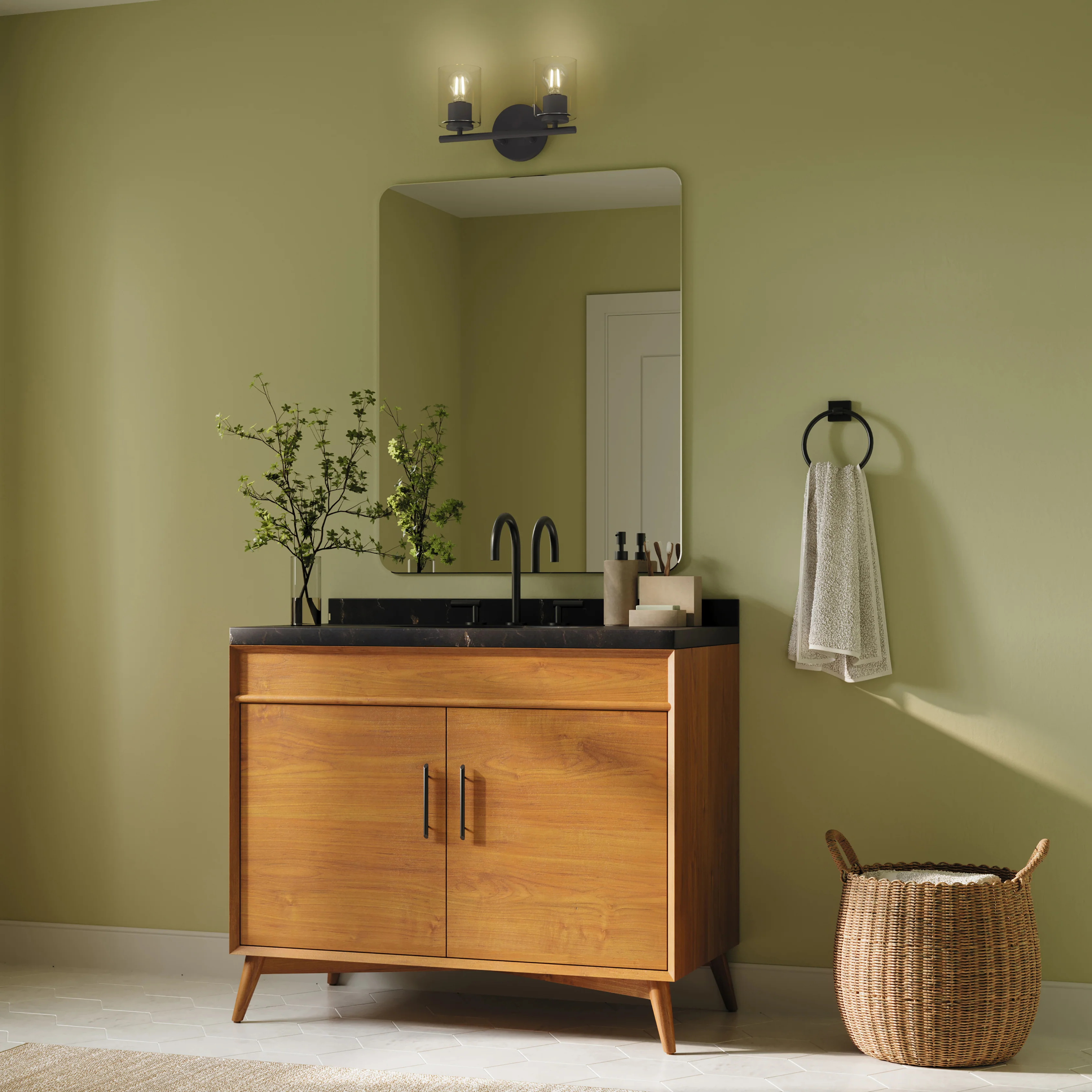 Replay Collection Two-Light Bath & Vanity Light with Clear Glass Shades - Image 20