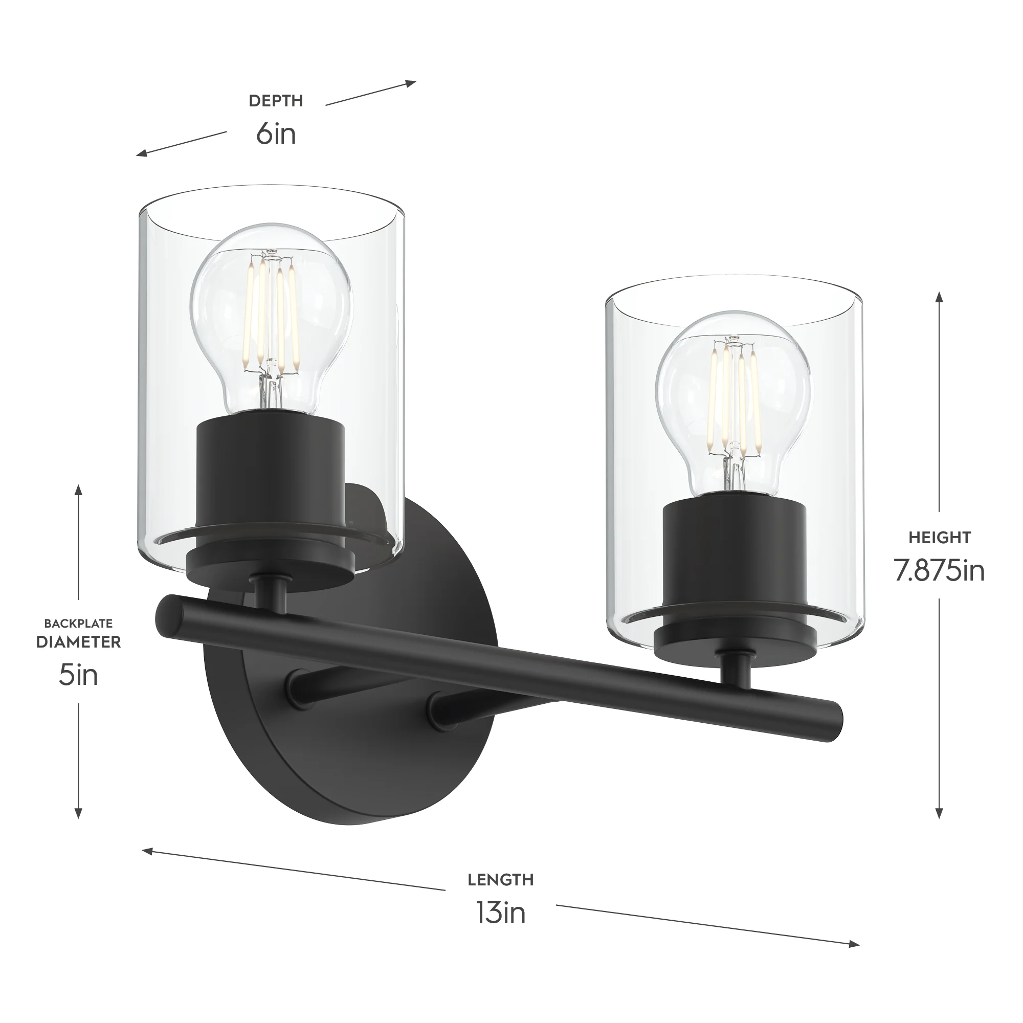 Replay Collection Two-Light Bath & Vanity Light with Clear Glass Shades - Image 23