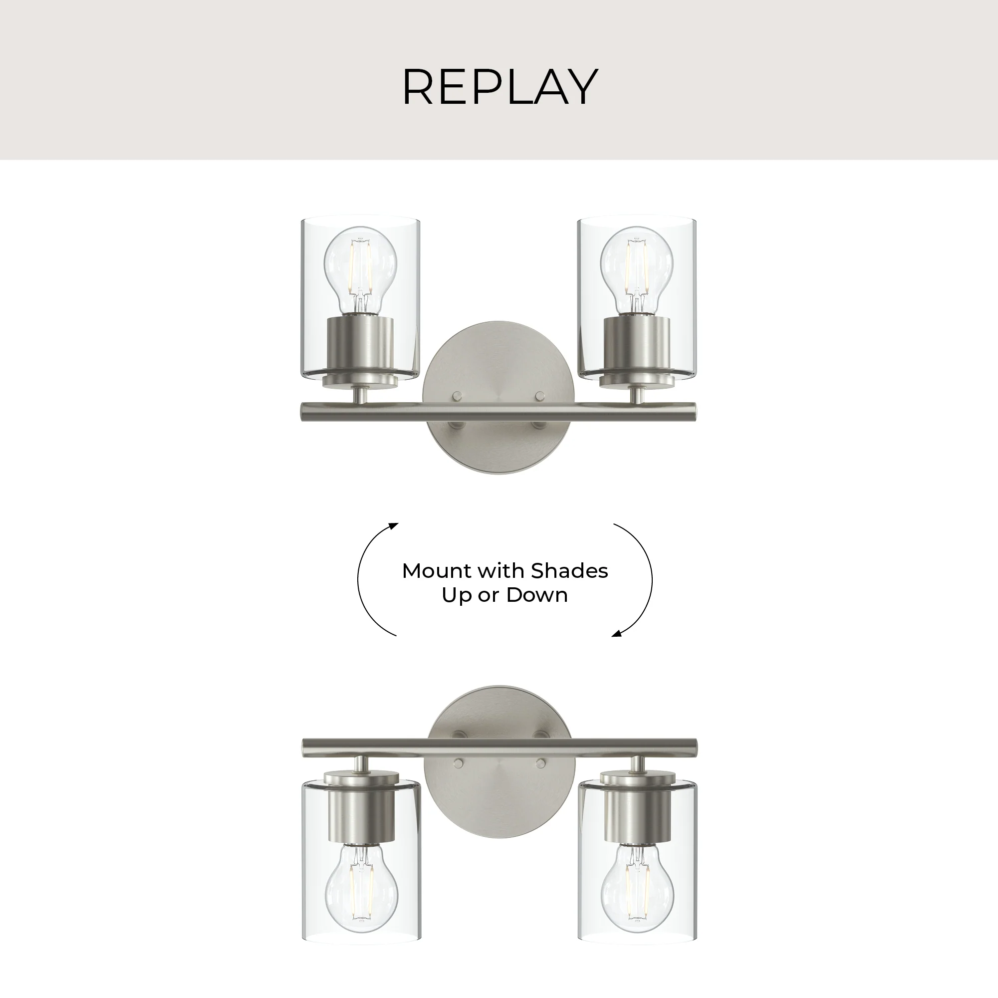 Replay Collection Two-Light Bath & Vanity Light with Clear Glass Shades - Image 26